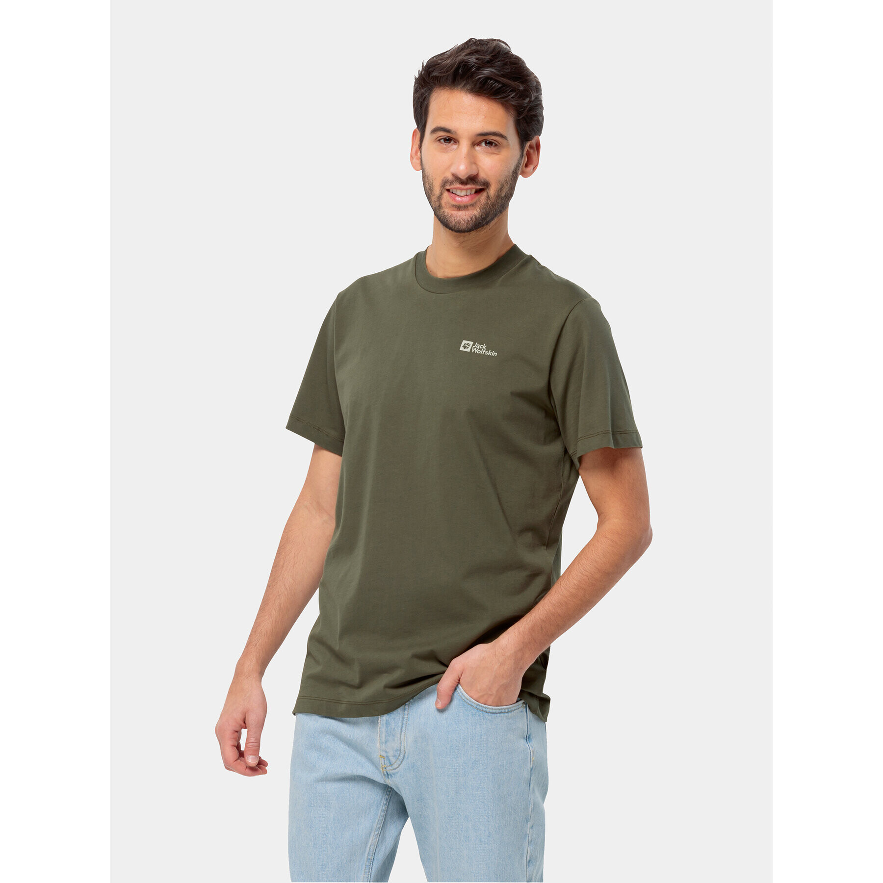 Jack Wolfskin T-Shirt Essential T 1808382 Khaki Regular Fit - Pepit.cz