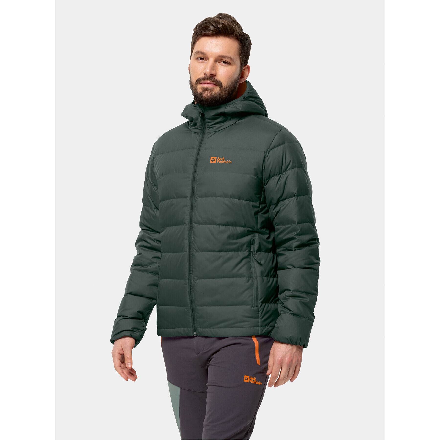 Jack Wolfskin Vatovaná bunda Ather Down Hoody 1207671 Khaki Regular Fit - Pepit.cz