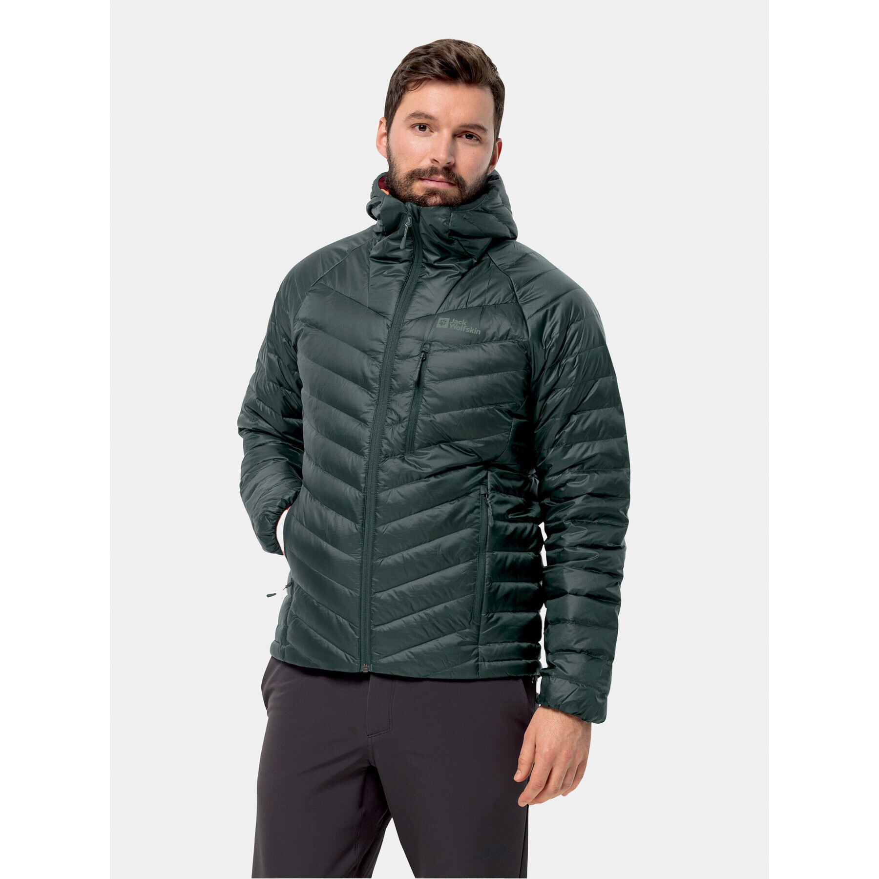 Jack Wolfskin Vatovaná bunda Passamani Down Hoody 1207241 Khaki Regular Fit - Pepit.cz