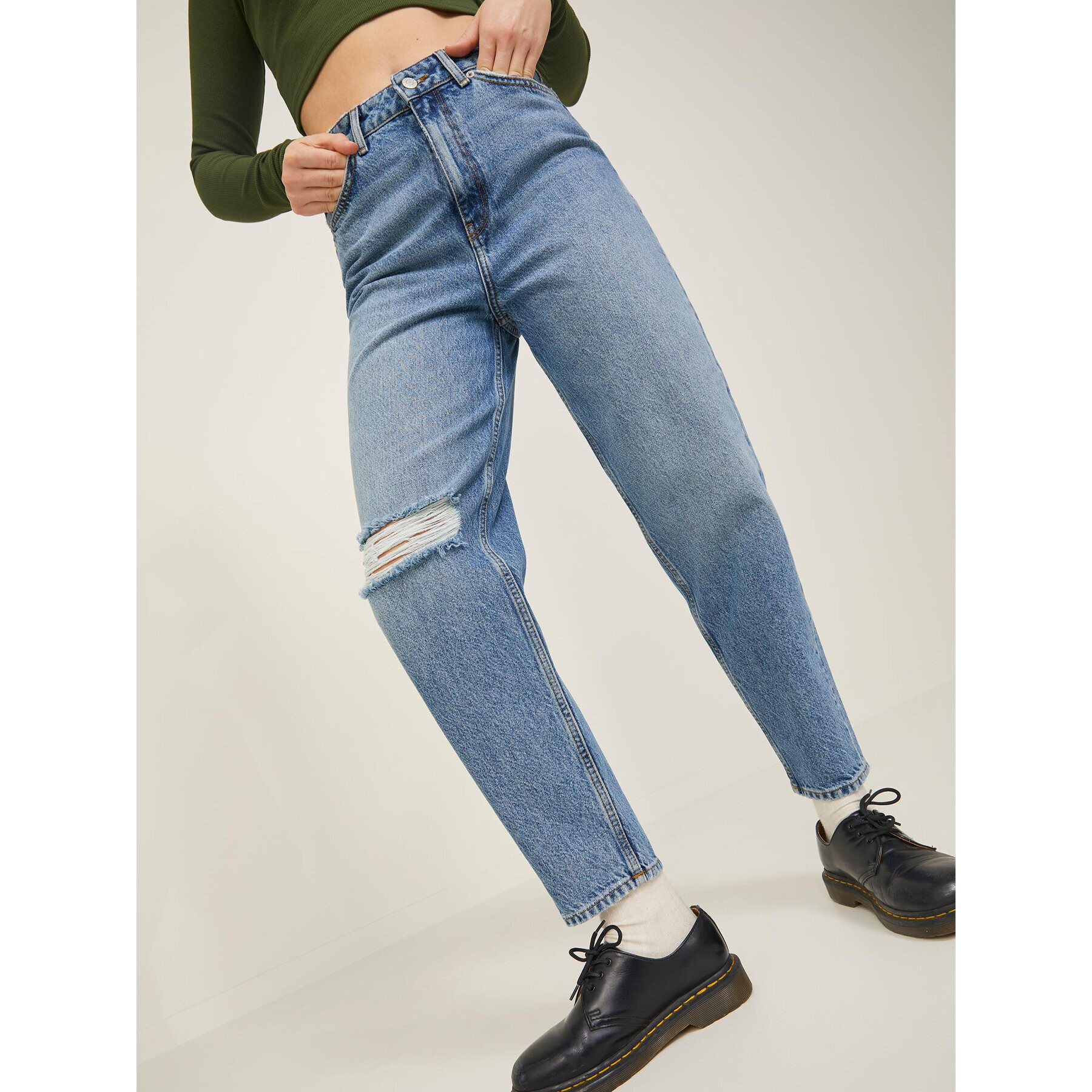 JJXX Jeansy Lisbon 12213702 Modrá Mom Fit - Pepit.cz