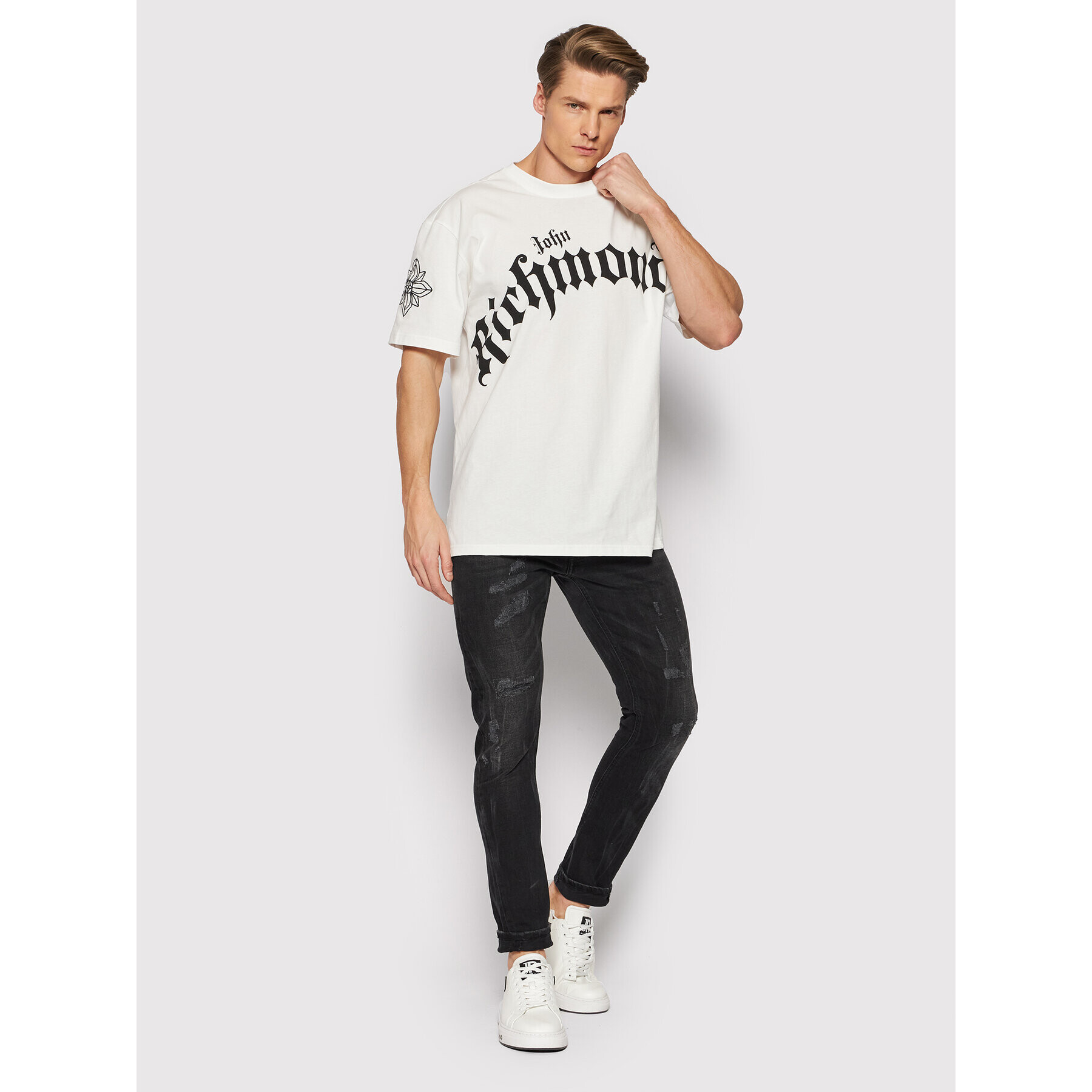 John Richmond T-Shirt RMP22086TS Bílá Relaxed Fit - Pepit.cz