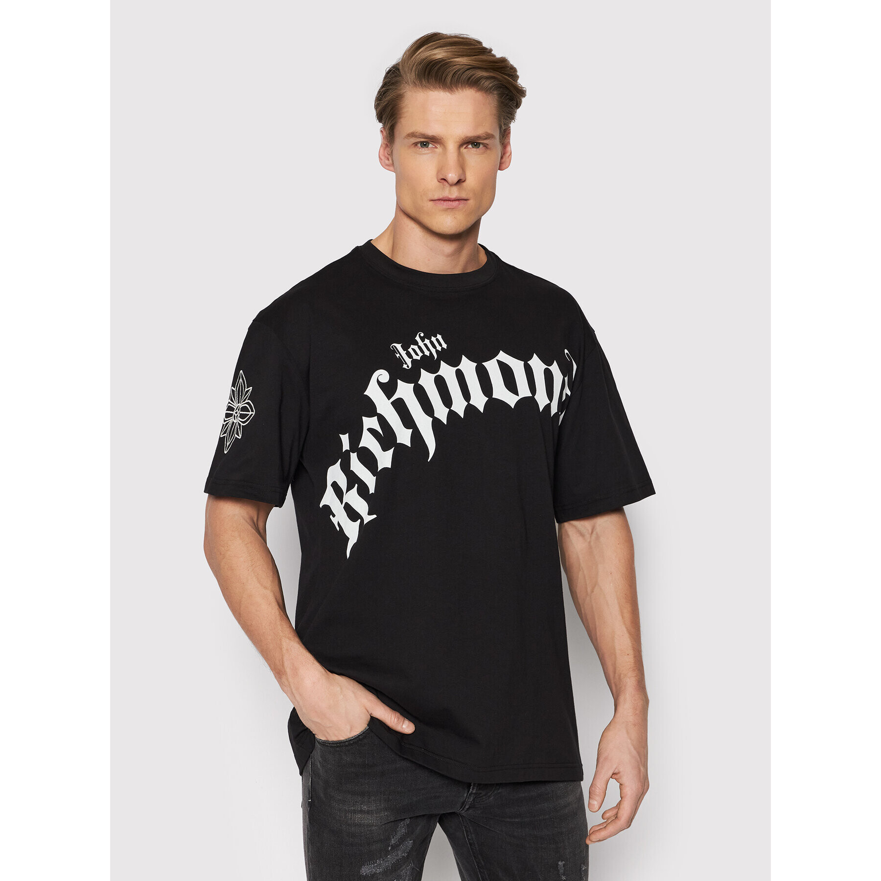 John Richmond T-Shirt RMP22086TS Černá Relaxed Fit - Pepit.cz