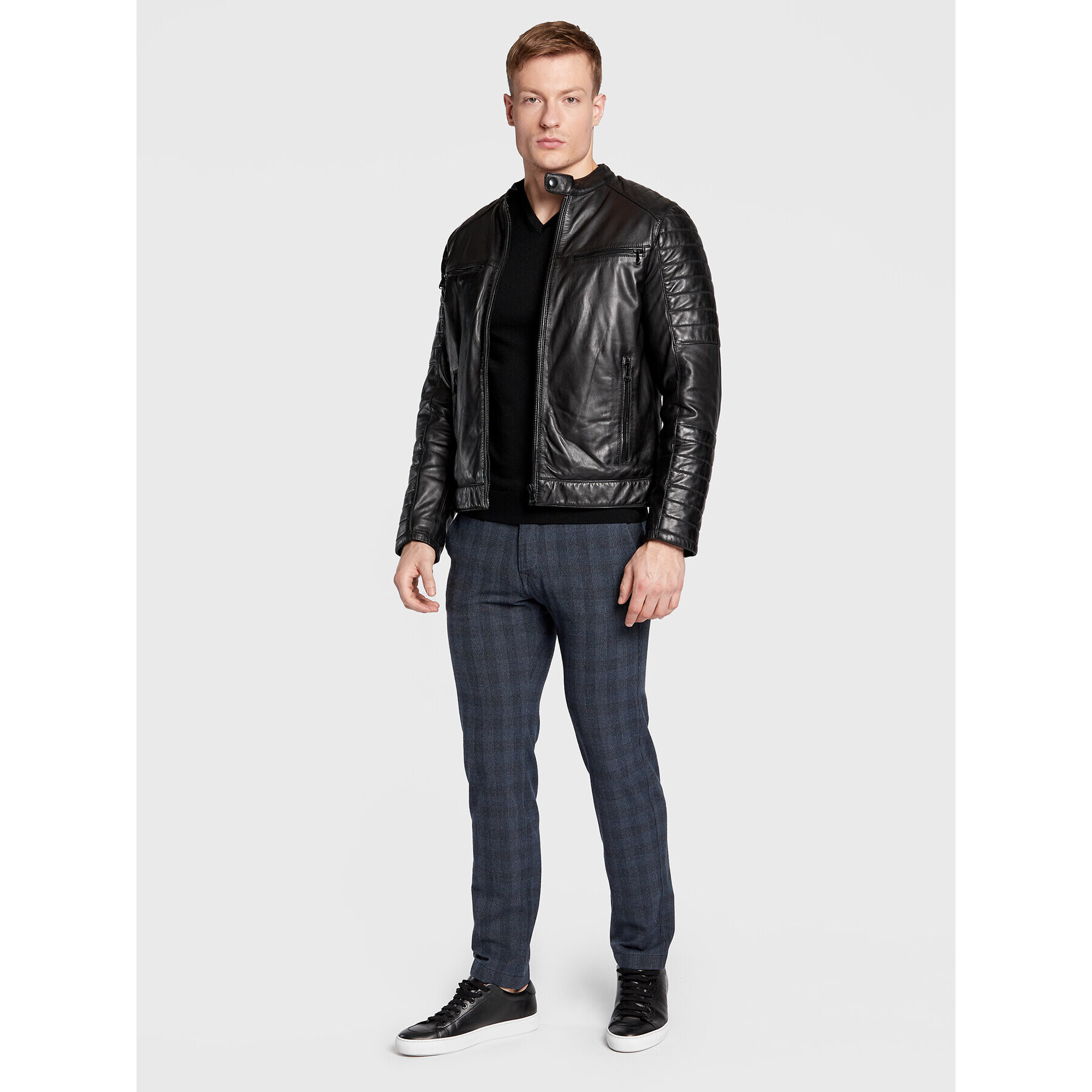 JOOP! Jeans Kožená bunda Baldo2_W 2620019 Černá Regular Fit - Pepit.cz