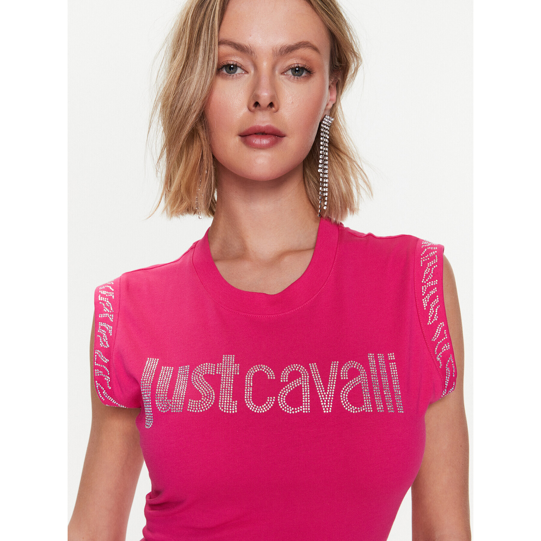 Just Cavalli Každodenní šaty 74PBOE01 Růžová Slim Fit - Pepit.cz