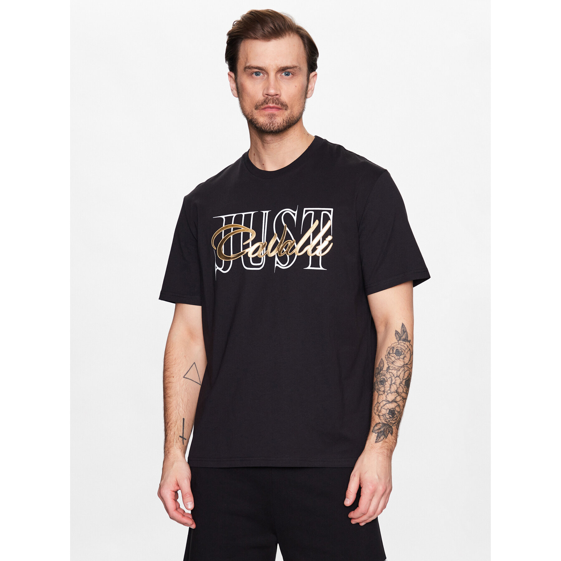 Just Cavalli T-Shirt 74OBHF17 Černá Regular Fit - Pepit.cz