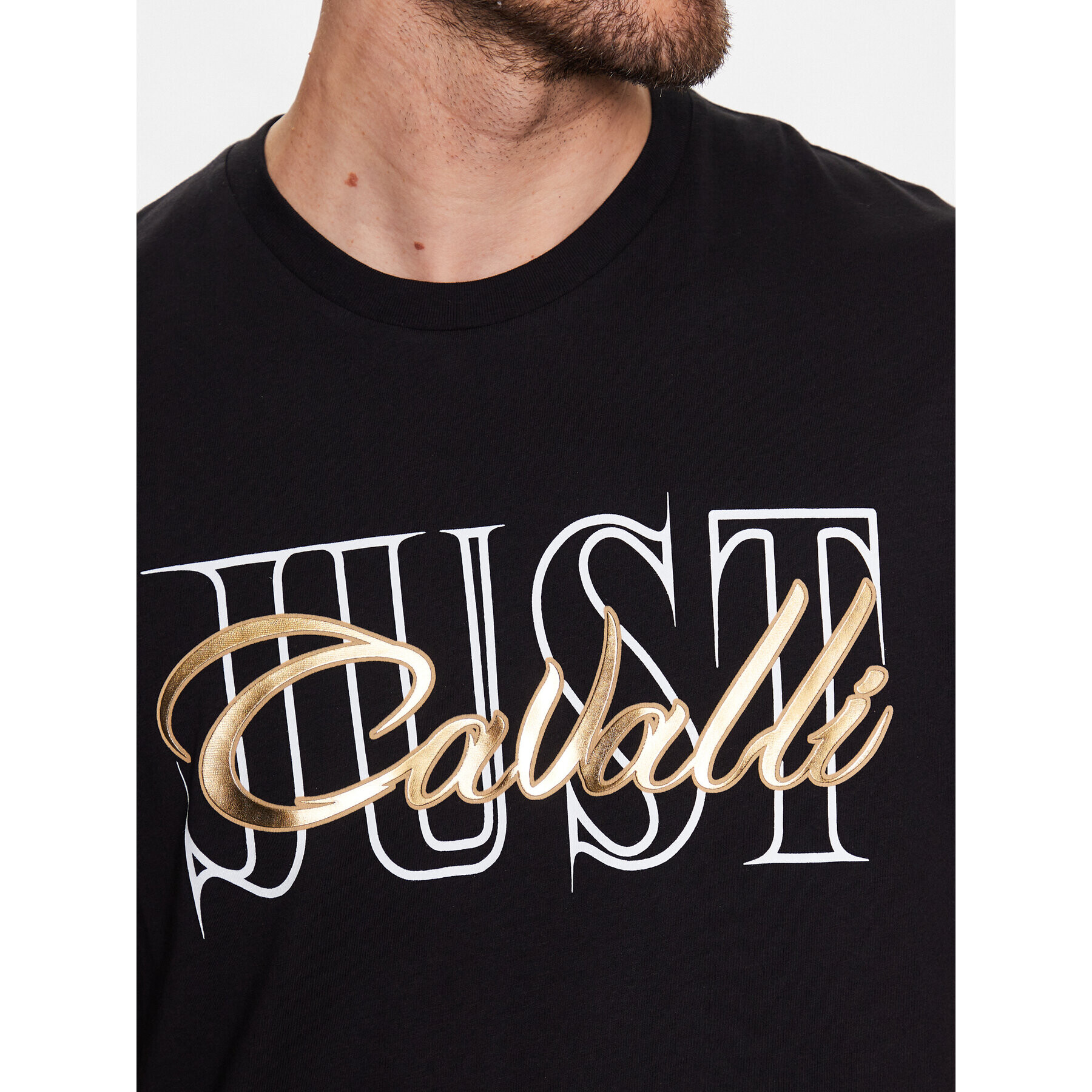 Just Cavalli T-Shirt 74OBHF17 Černá Regular Fit - Pepit.cz