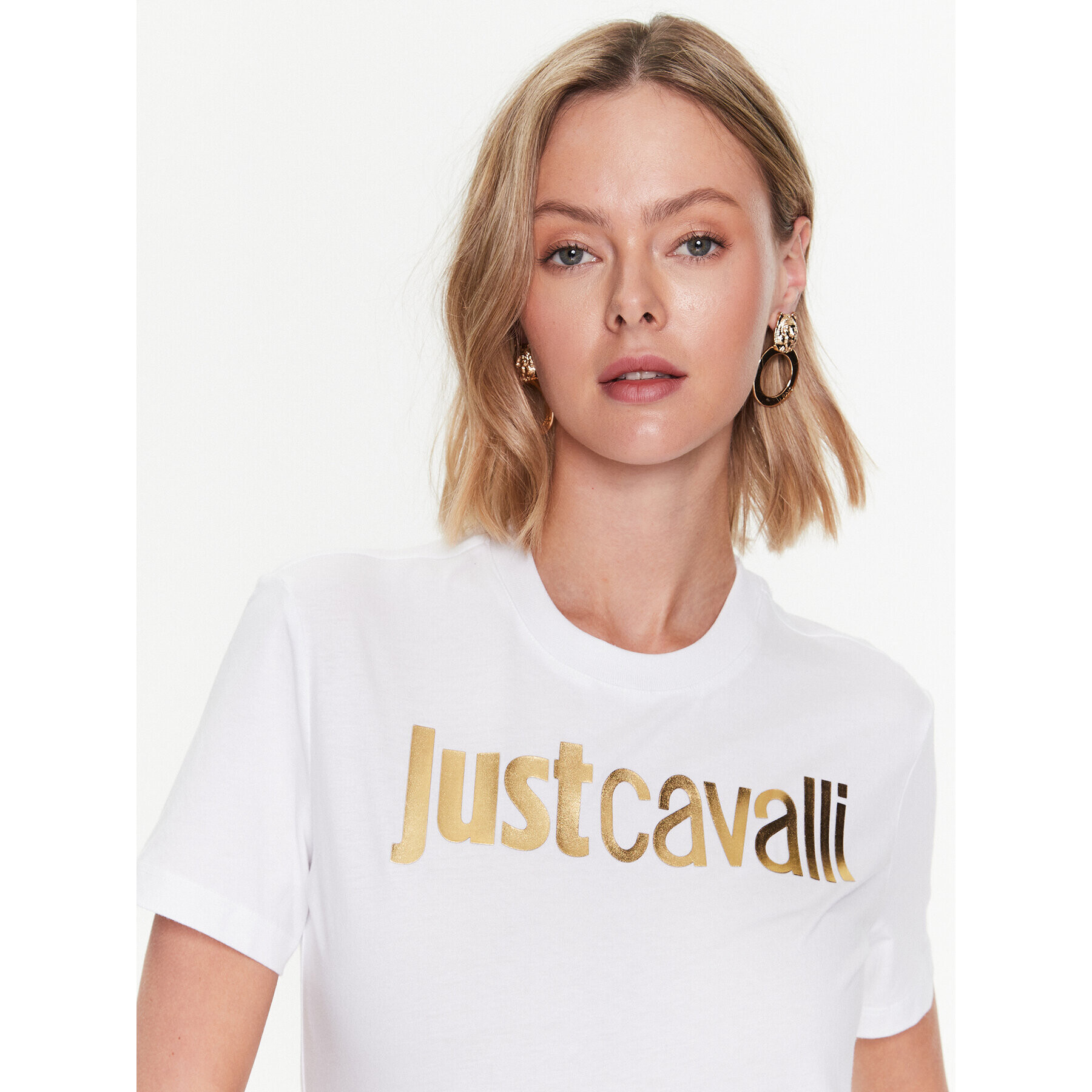 Just Cavalli T-Shirt 74PBHF00 Bílá Regular Fit - Pepit.cz