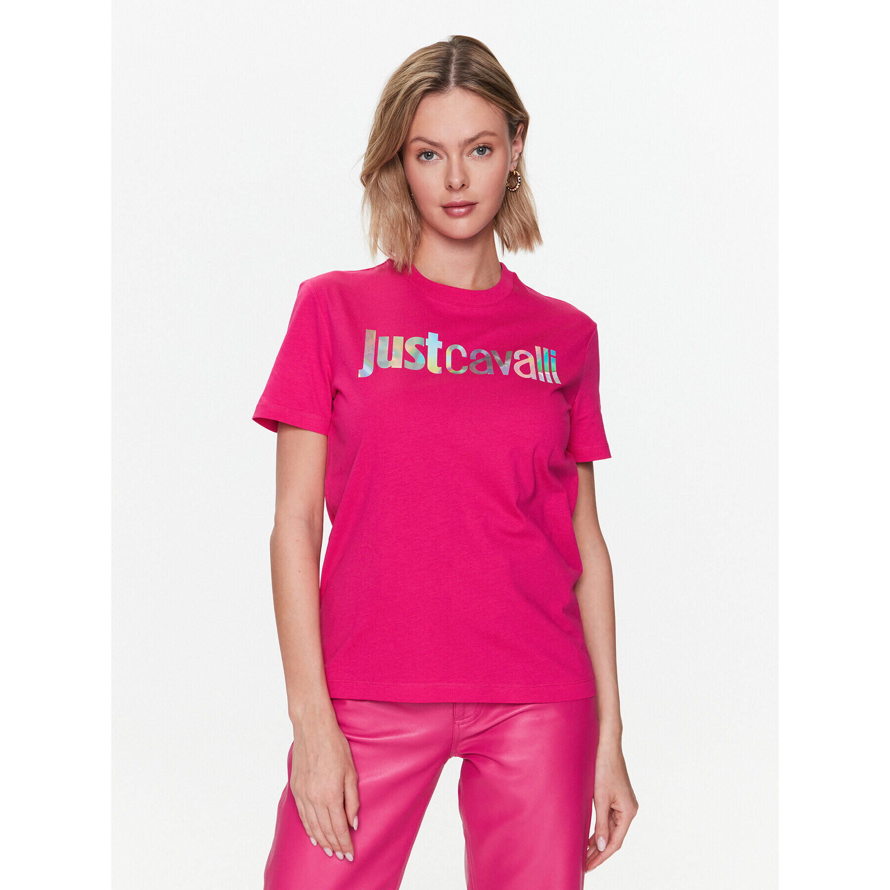 Just Cavalli T-Shirt 74PBHG00 Růžová Regular Fit - Pepit.cz