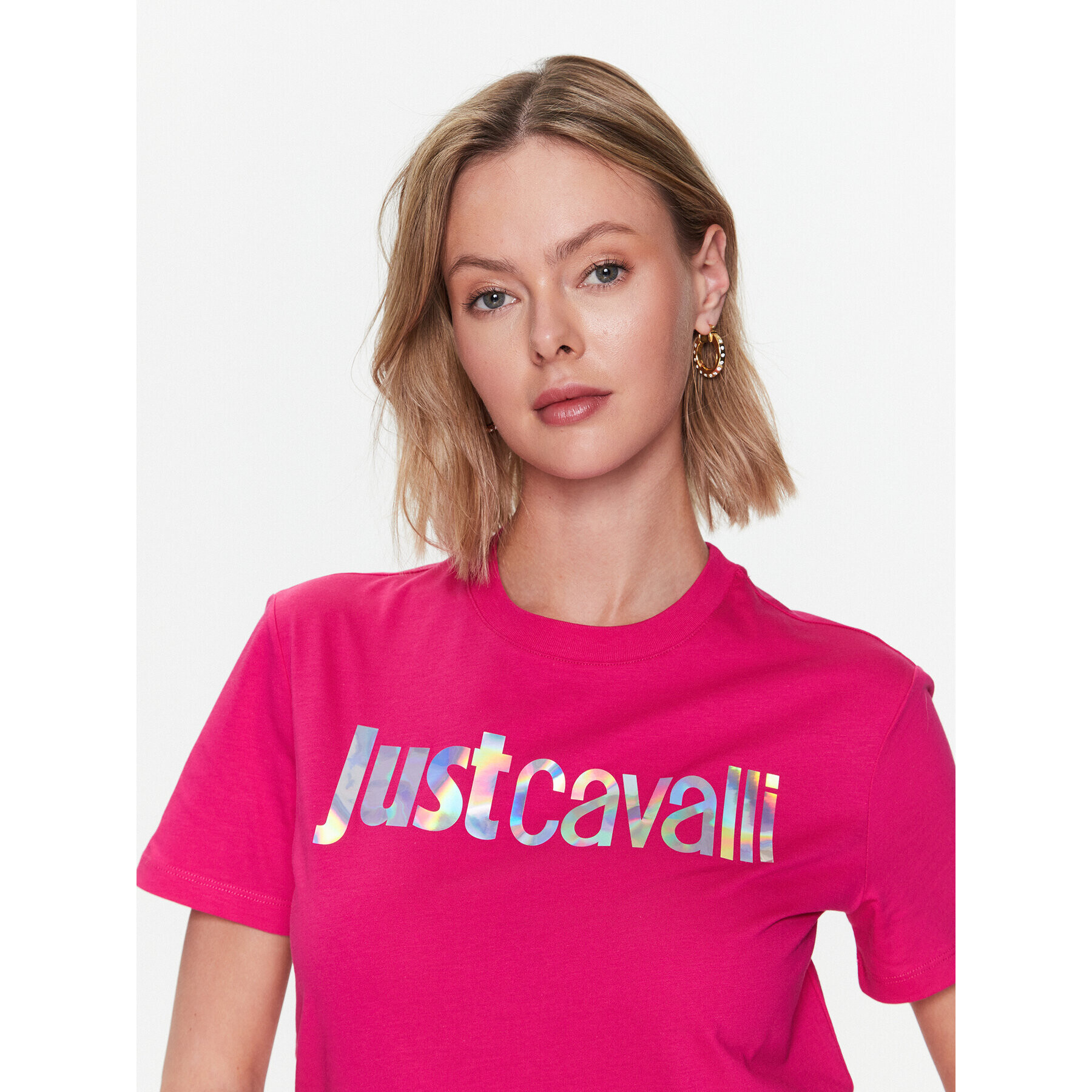 Just Cavalli T-Shirt 74PBHG00 Růžová Regular Fit - Pepit.cz