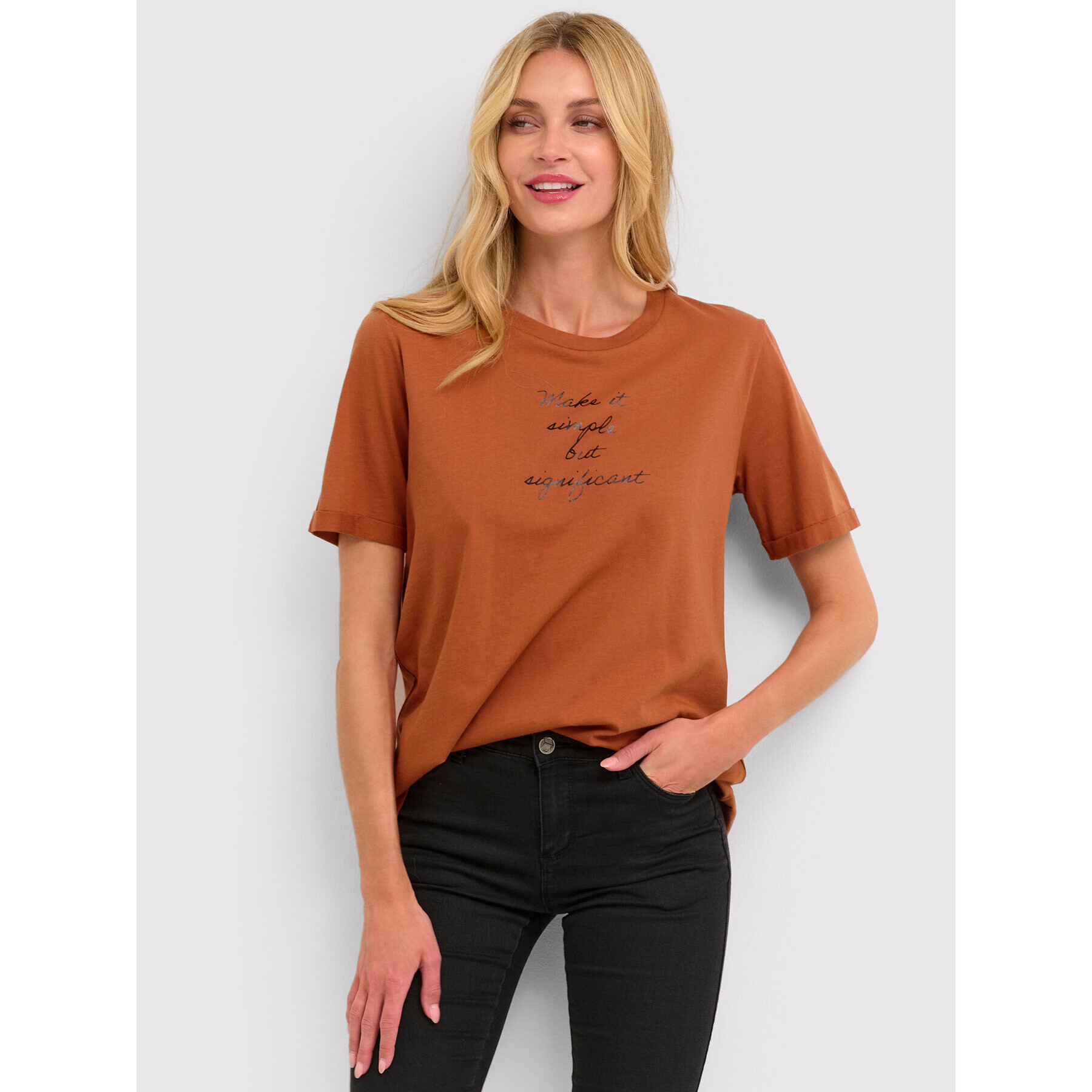 Kaffe T-Shirt Kajelena 10506645 Oranžová Regular Fit - Pepit.cz