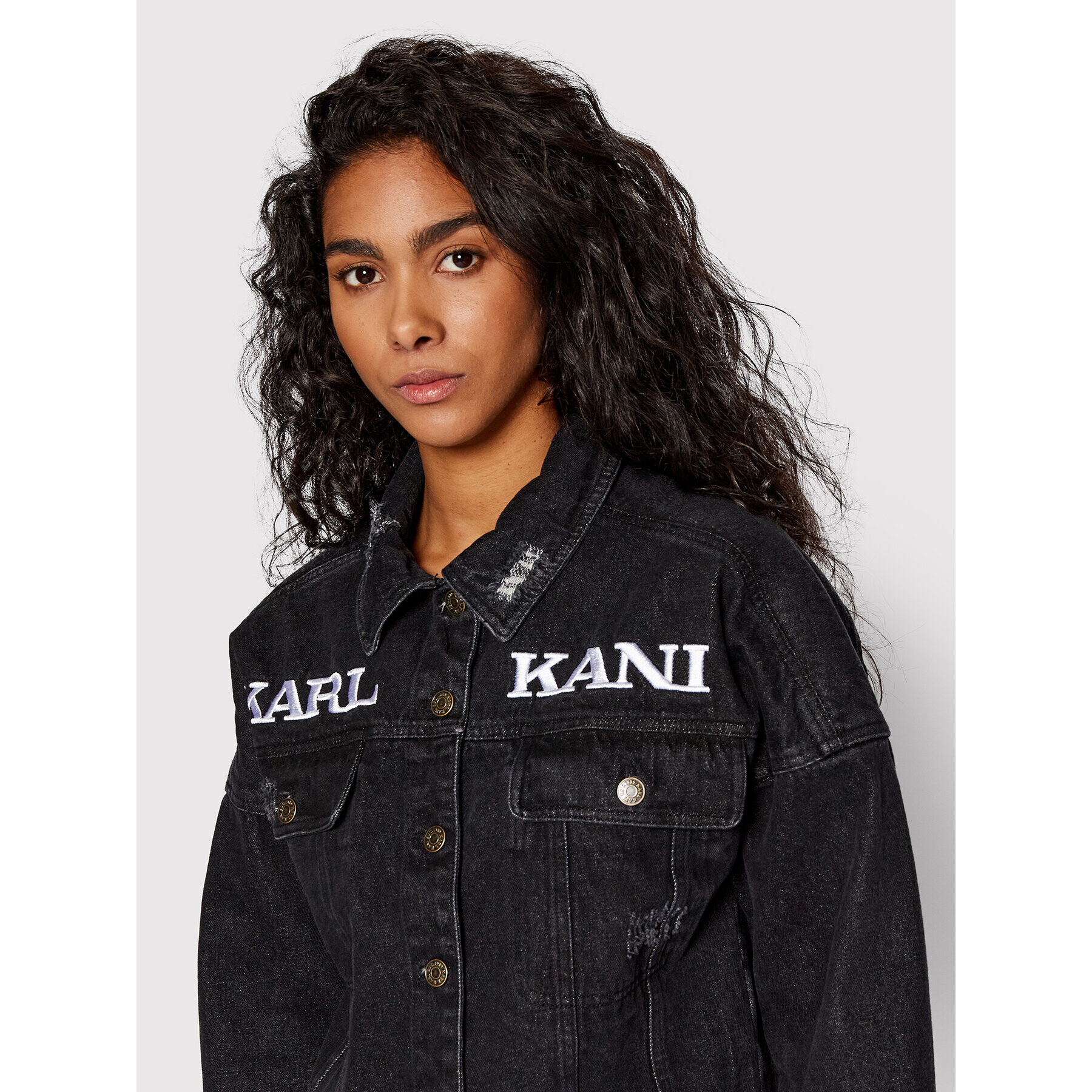 Karl Kani Jeansová bunda Retro Distroyed Denim 6187090 Černá Relaxed Fit - Pepit.cz