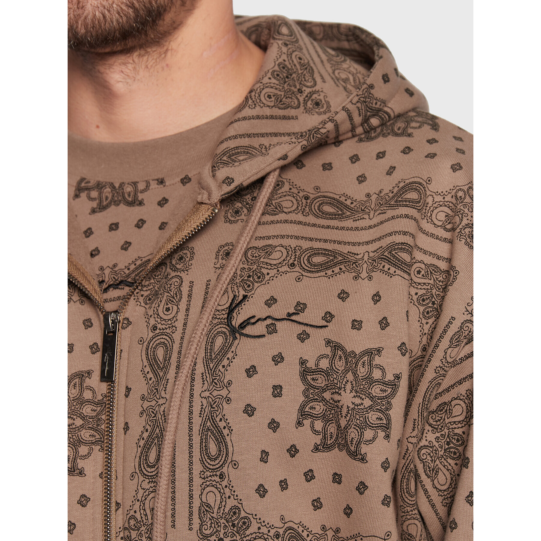 Karl Kani Mikina Chest Signature Patchwork Paisley 6022758 Hnědá Relaxed Fit - Pepit.cz