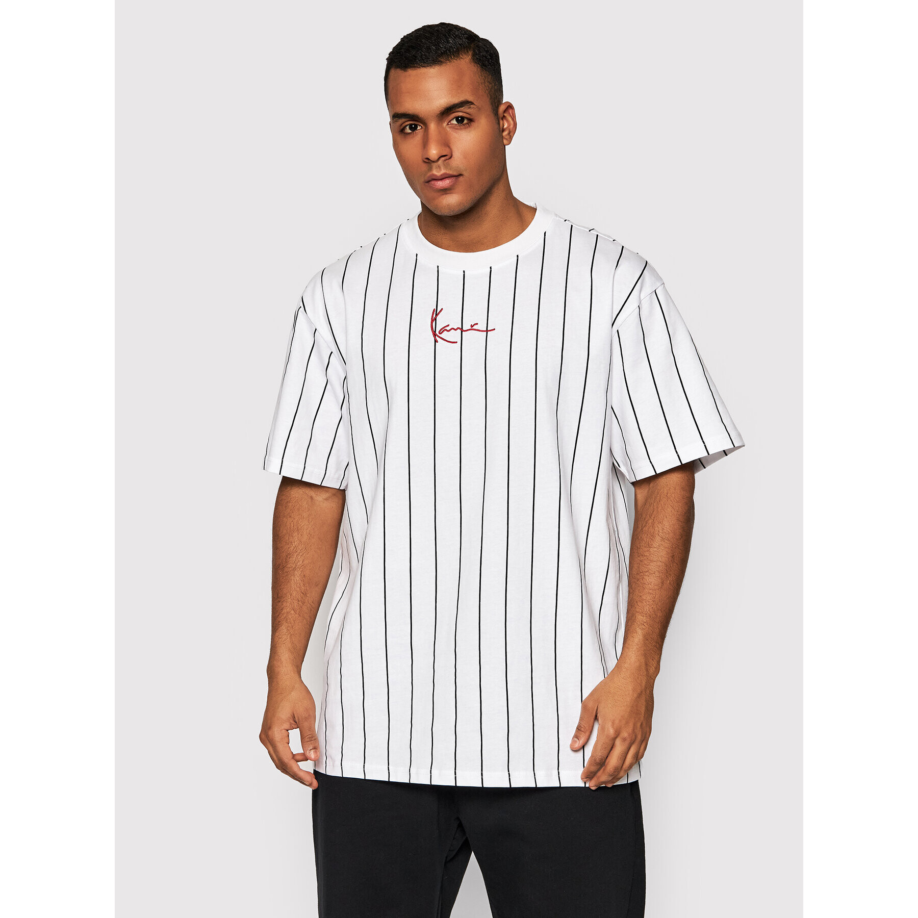 Karl Kani T-Shirt Signature Pinstripe 6030152 Bílá Regular Fit - Pepit.cz