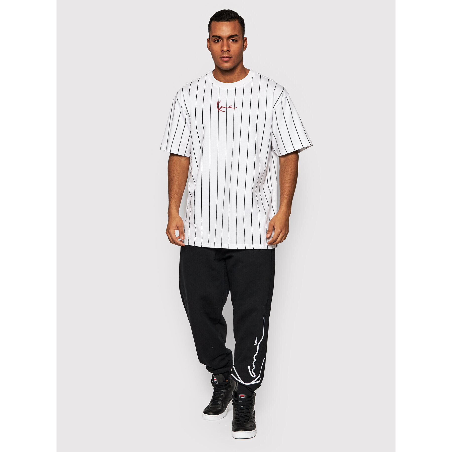 Karl Kani T-Shirt Signature Pinstripe 6030152 Bílá Regular Fit - Pepit.cz