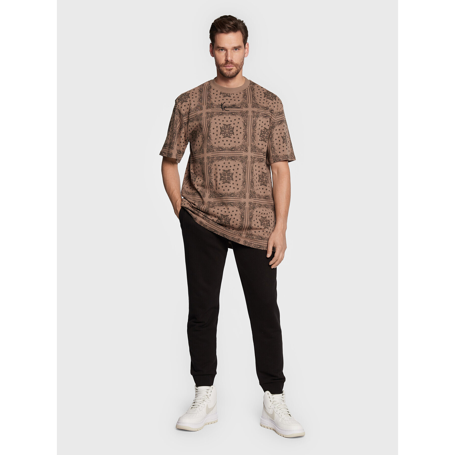 Karl Kani T-Shirt Small Signature Paisley 6037283 Hnědá Relaxed Fit - Pepit.cz