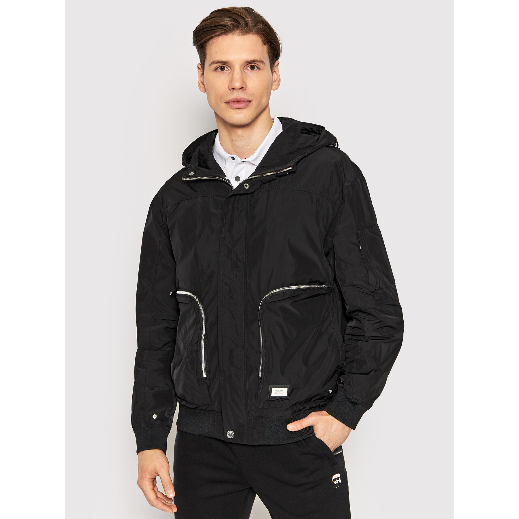 KARL LAGERFELD Bunda pro přechodné období Blouson 505000 521504 Černá Regular Fit - Pepit.cz