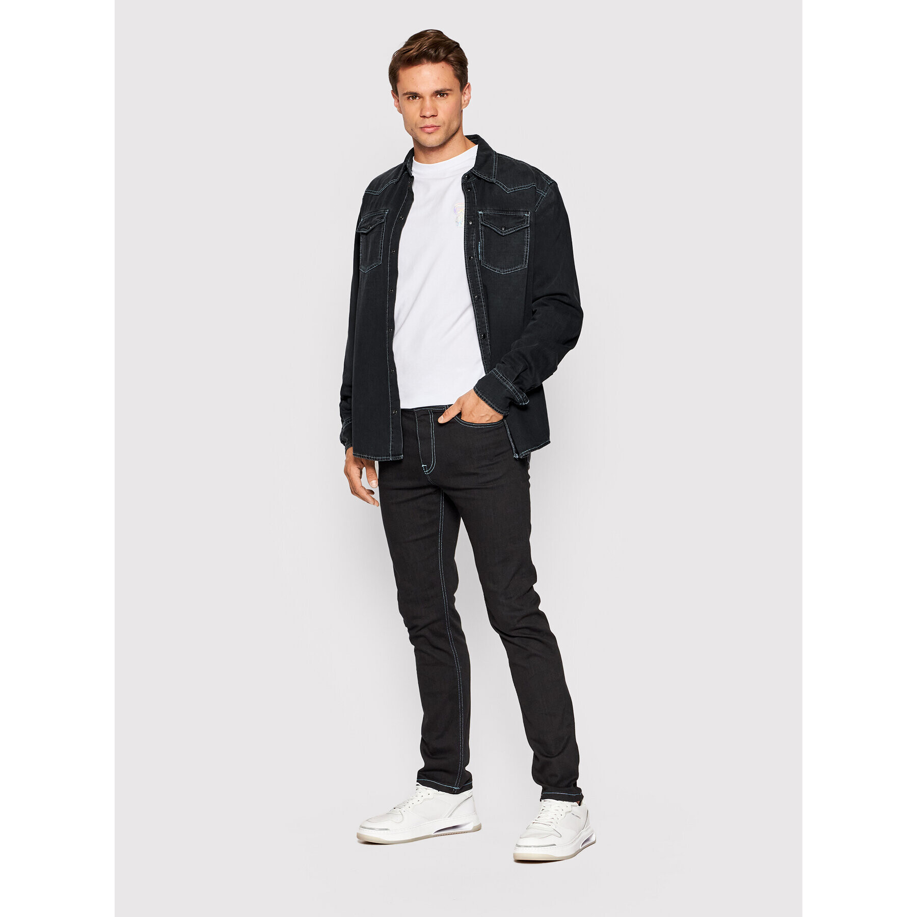 KARL LAGERFELD džínová košile 605901 523851 Tmavomodrá Regular Fit - Pepit.cz