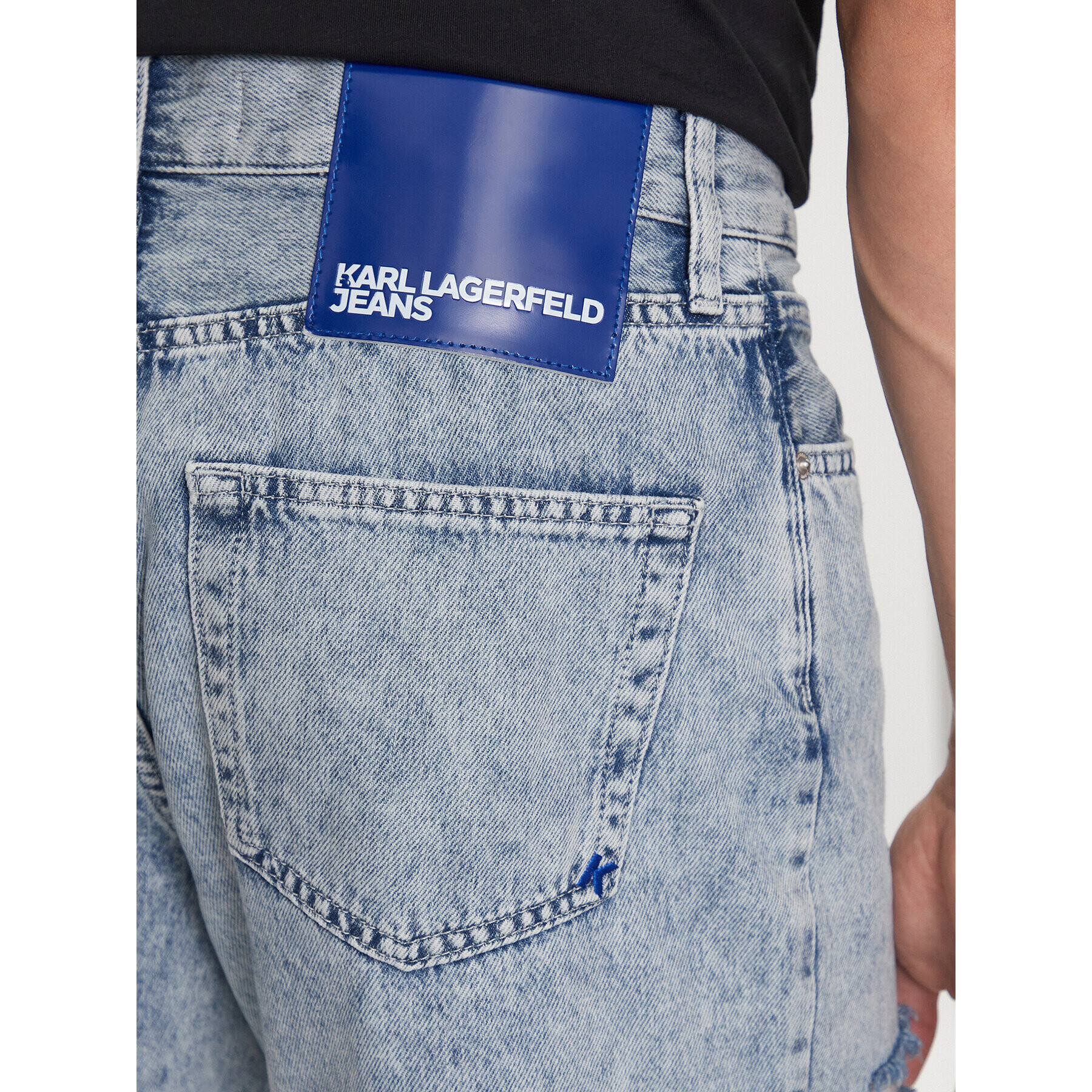 Karl Lagerfeld Jeans Džínové šortky 231D1100 Modrá Relaxed Fit - Pepit.cz