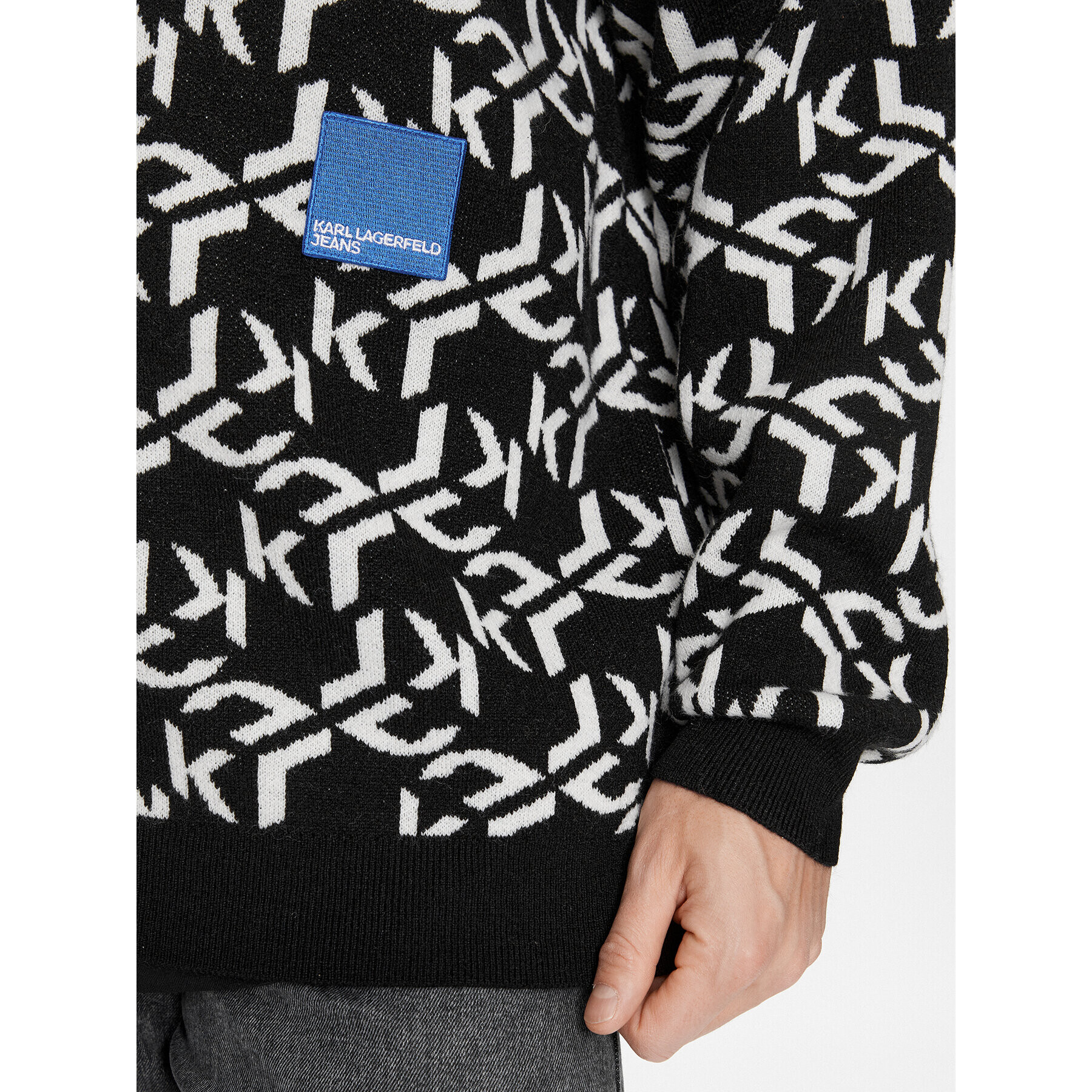 Karl Lagerfeld Jeans KARL LAGERFELD Kardigan Klj Monogram Jacquard Cardigan 236D2050 Černá Regular Fit - Pepit.cz