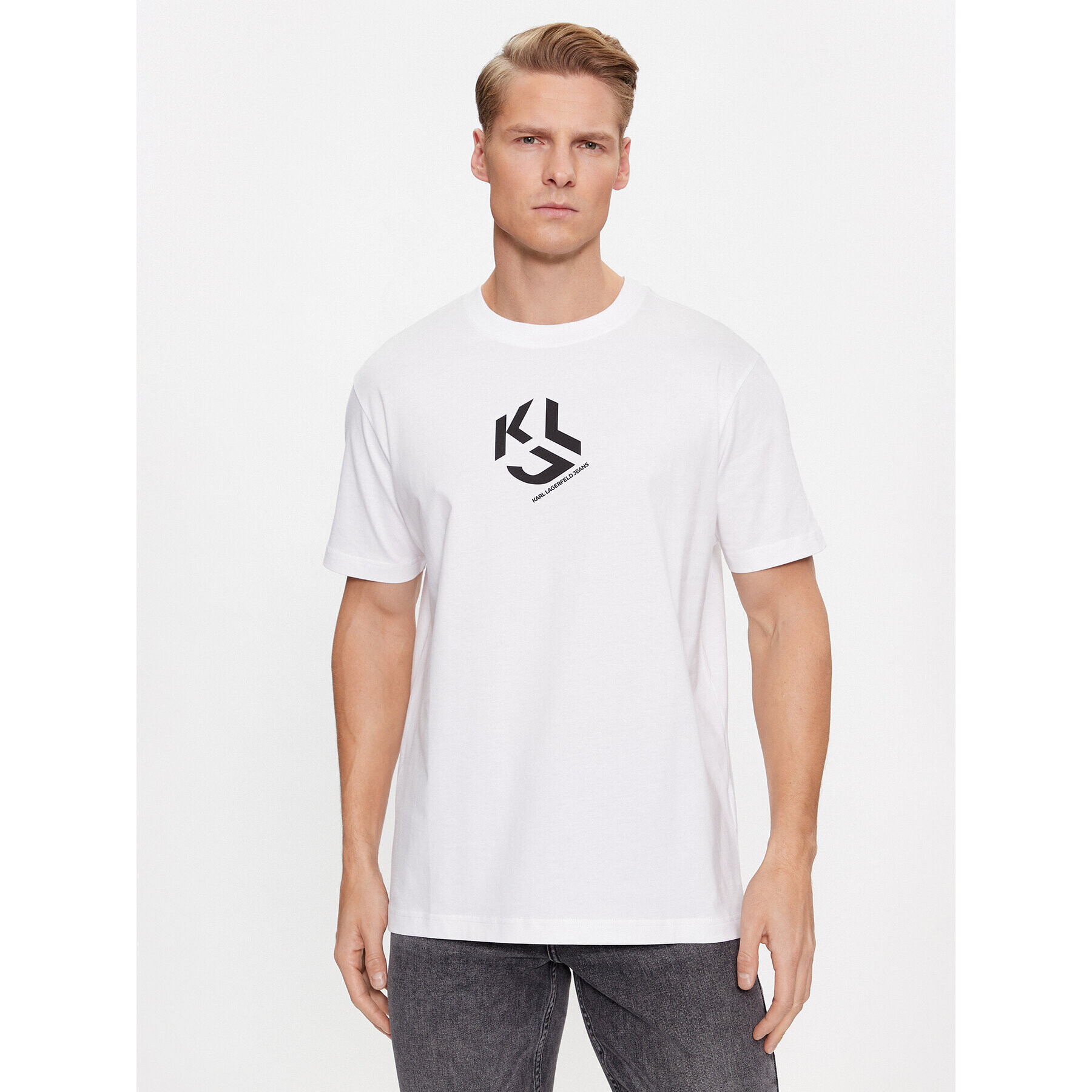 Karl Lagerfeld Jeans KARL LAGERFELD T-Shirt Klj Regular Monogram Sslv Tee 236D1704 Bílá Regular Fit - Pepit.cz