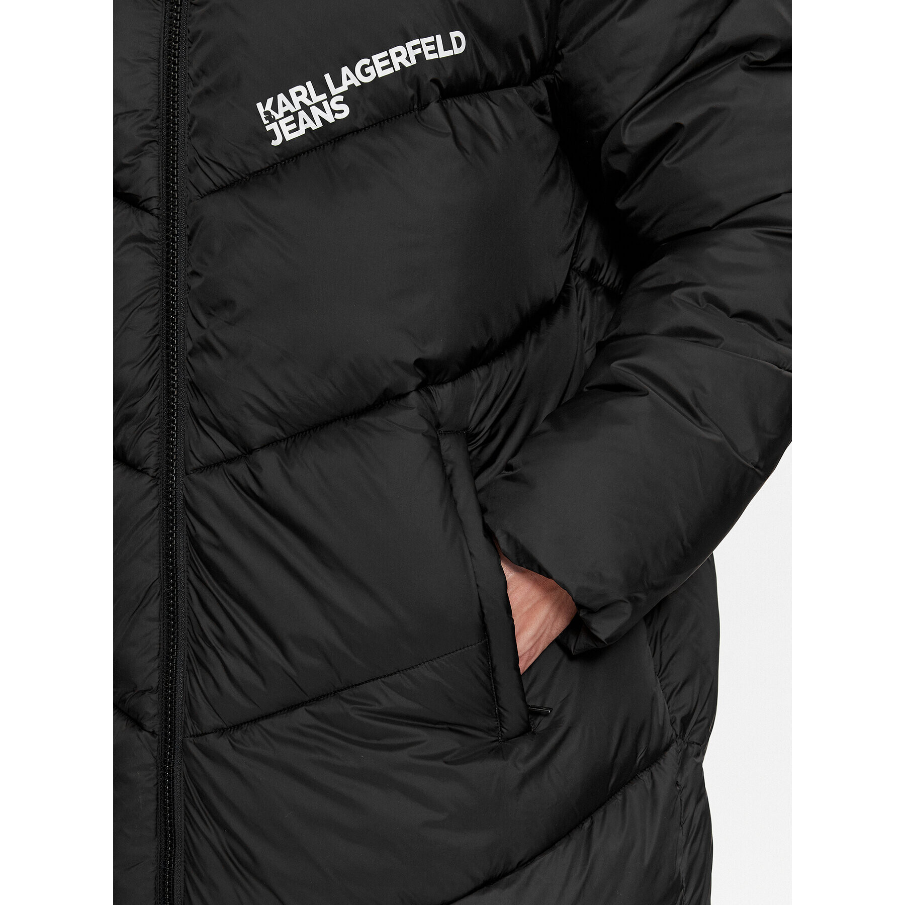 Karl Lagerfeld Jeans KARL LAGERFELD Vatovaná bunda Klj Long Puffer Jacket 236D1501 Černá Regular Fit - Pepit.cz