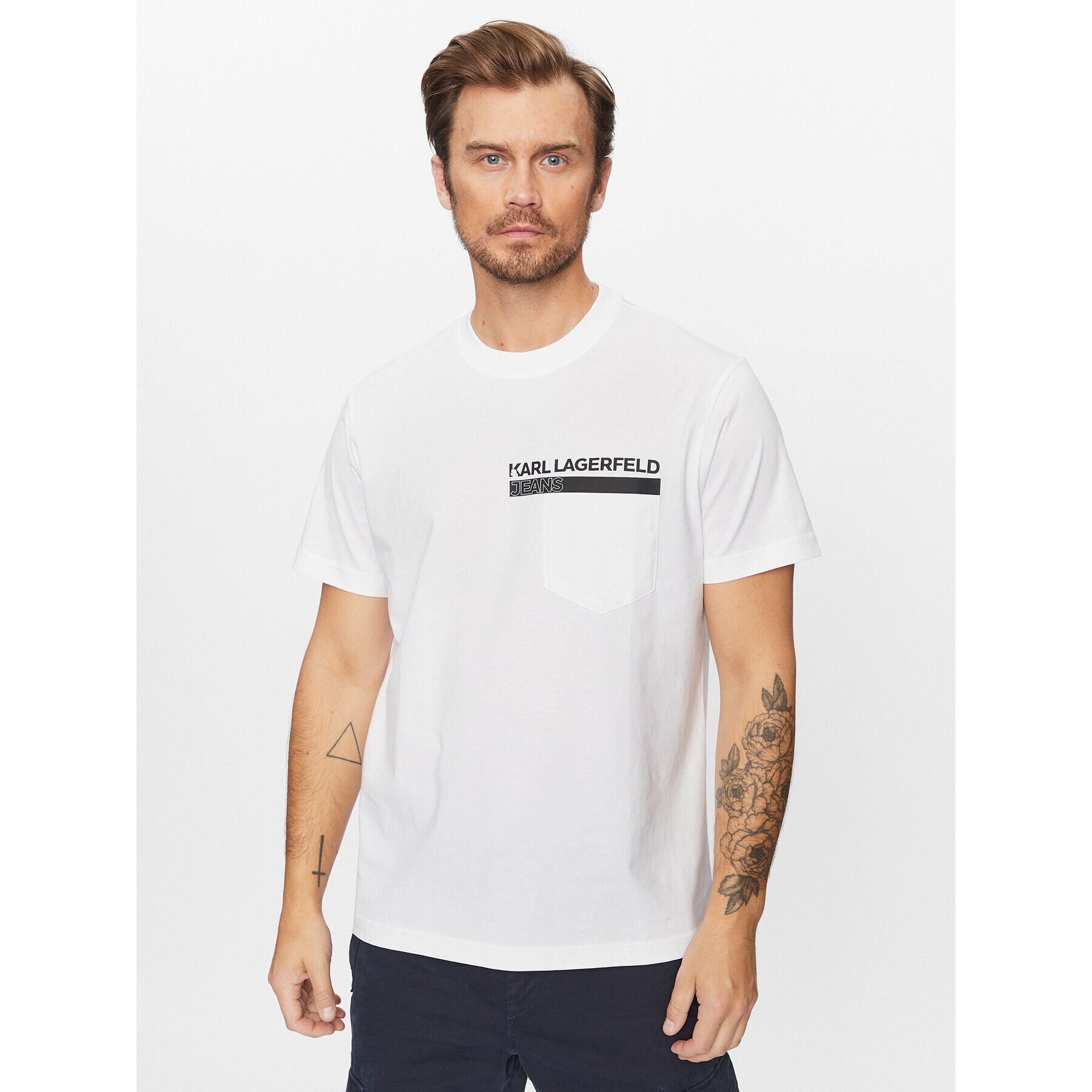 Karl Lagerfeld Jeans T-Shirt 235D1701 Bílá Regular Fit - Pepit.cz