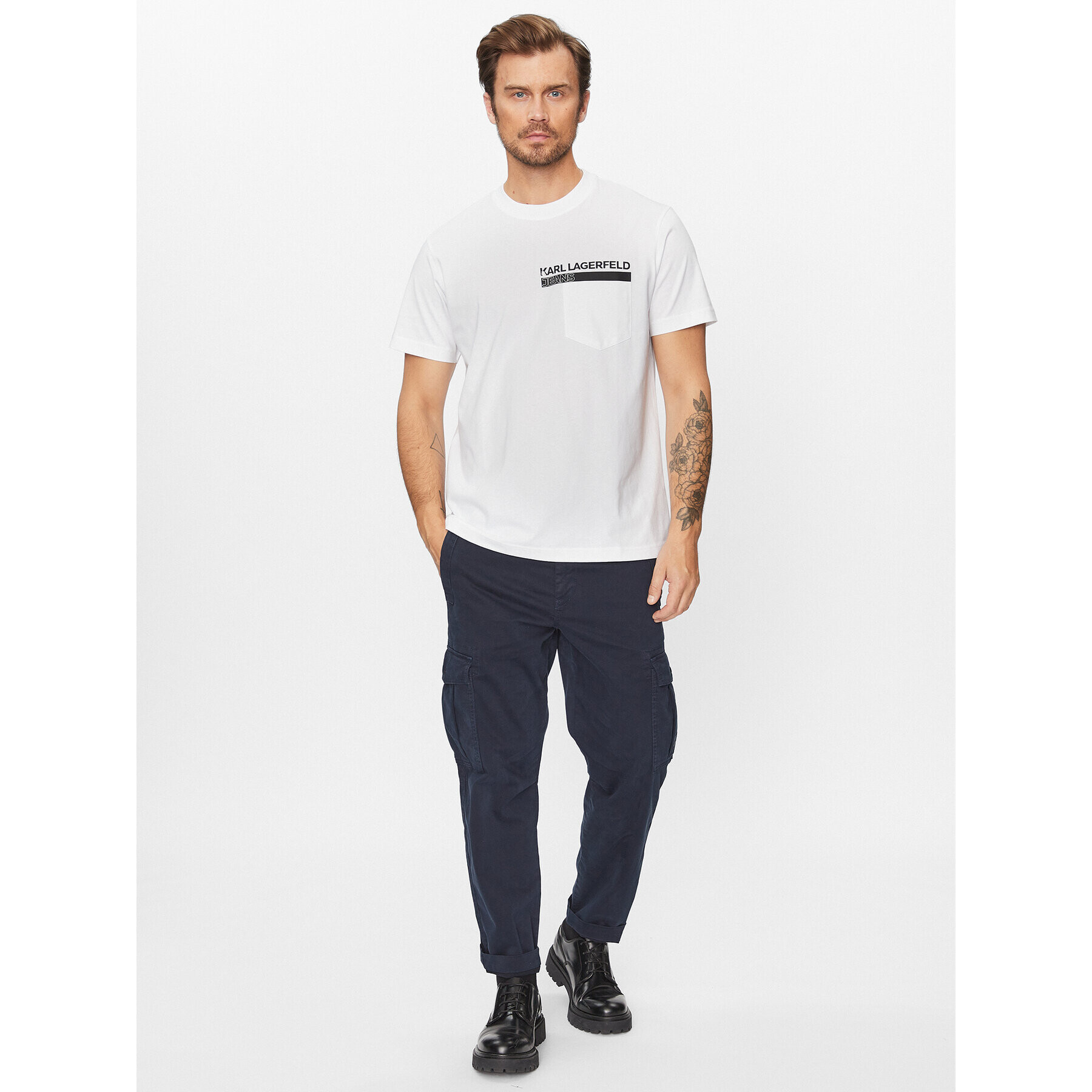 Karl Lagerfeld Jeans T-Shirt 235D1701 Bílá Regular Fit - Pepit.cz