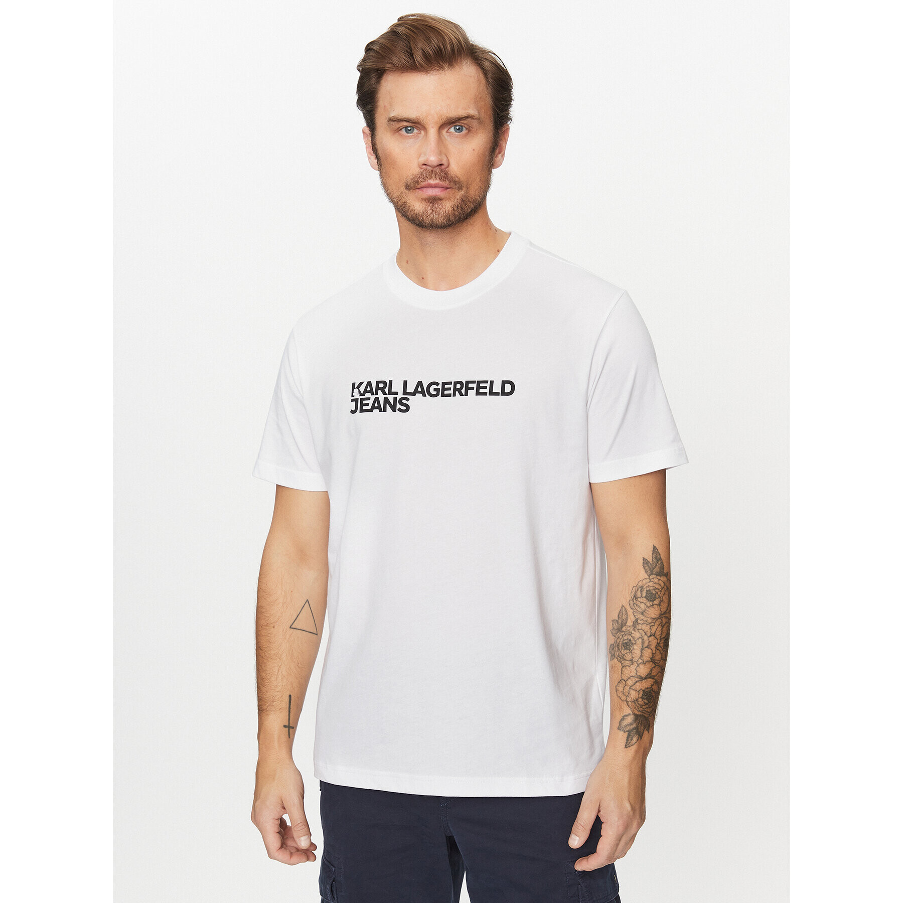 Karl Lagerfeld Jeans T-Shirt 235D1707 Bílá Regular Fit - Pepit.cz