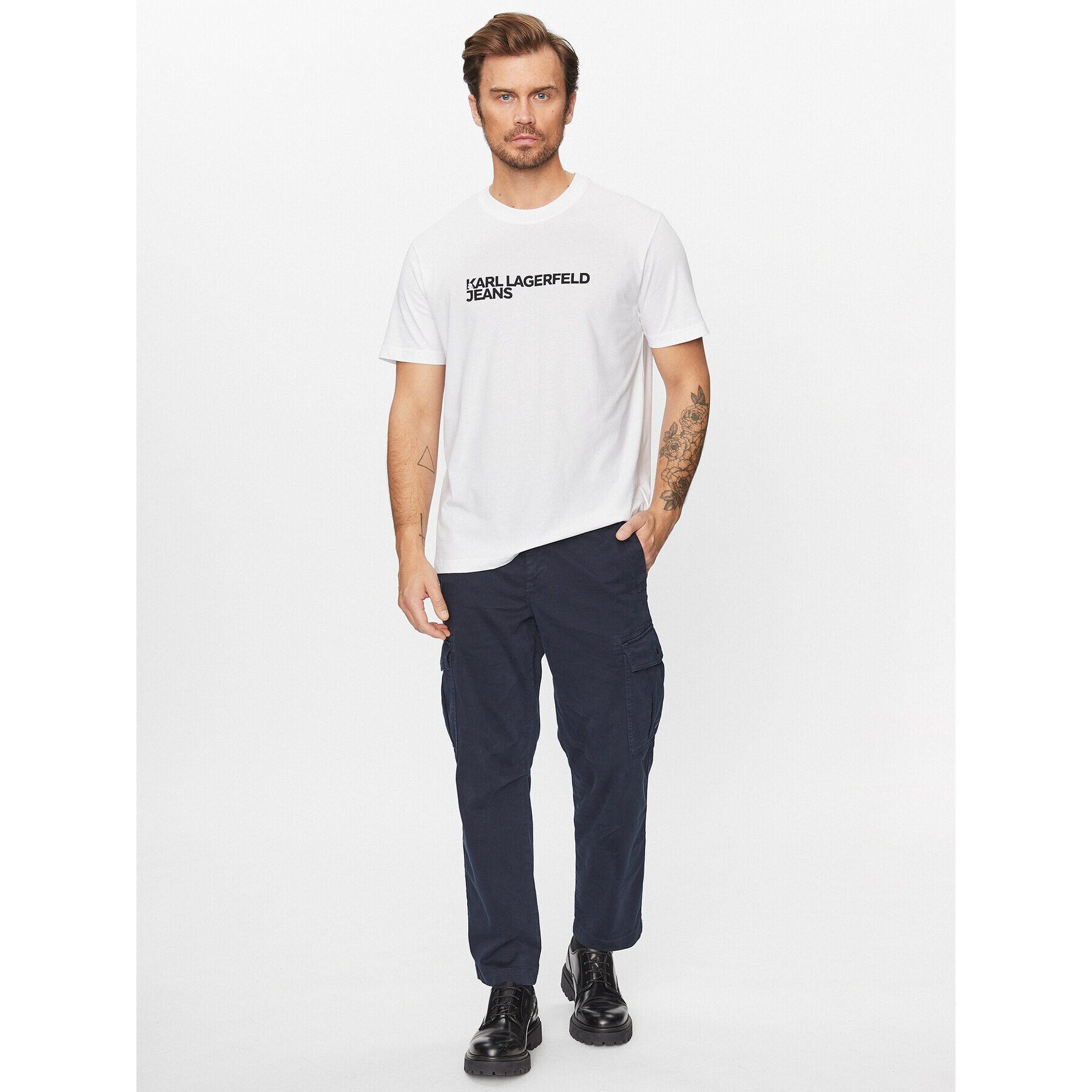 Karl Lagerfeld Jeans T-Shirt 235D1707 Bílá Regular Fit - Pepit.cz