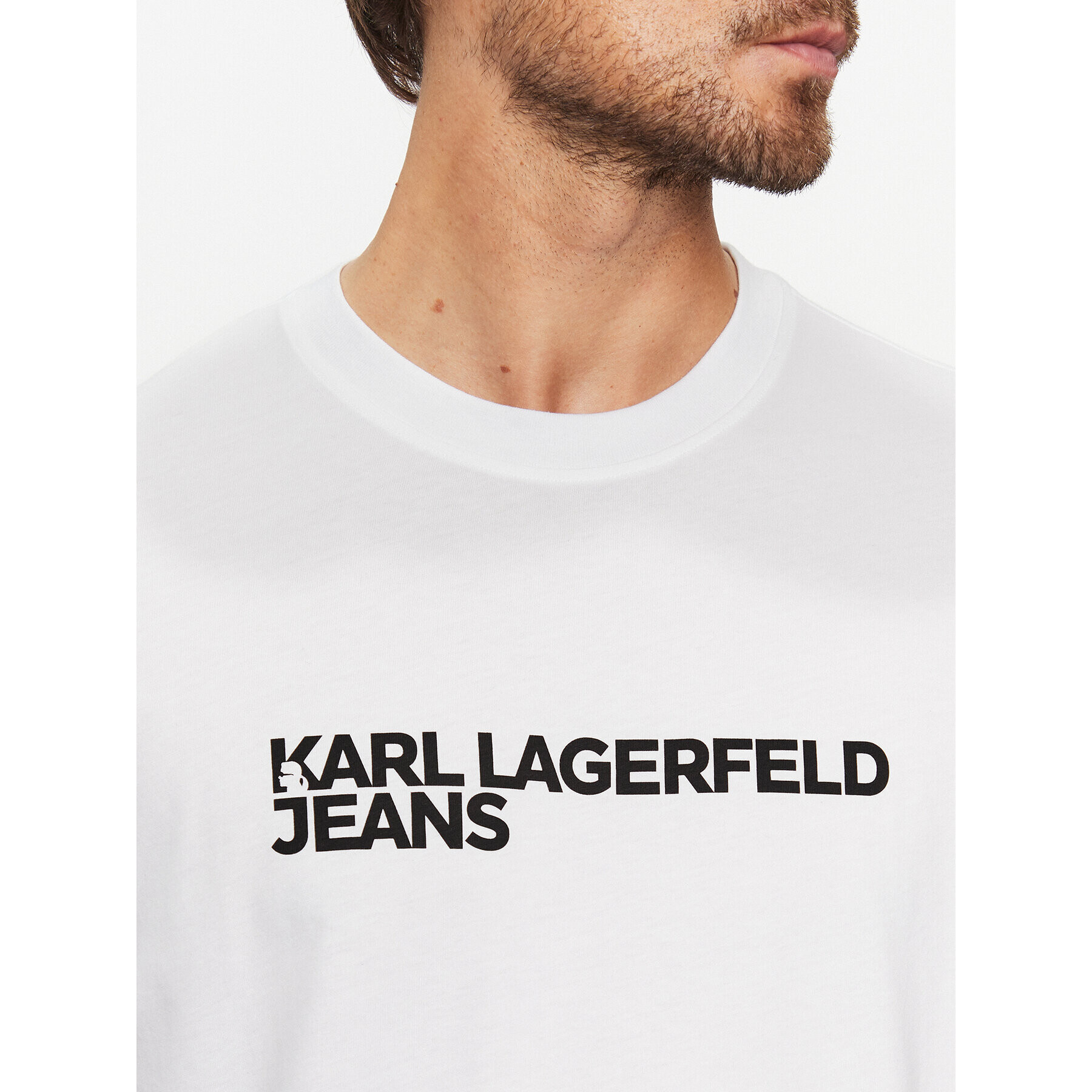 Karl Lagerfeld Jeans T-Shirt 235D1707 Bílá Regular Fit - Pepit.cz