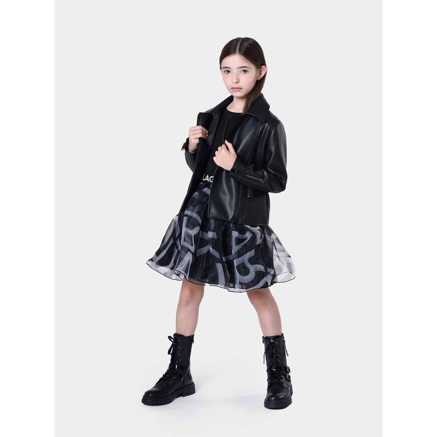 Karl Lagerfeld Kids Bunda z imitace kůže Z16161 D Černá Regular Fit - Pepit.cz