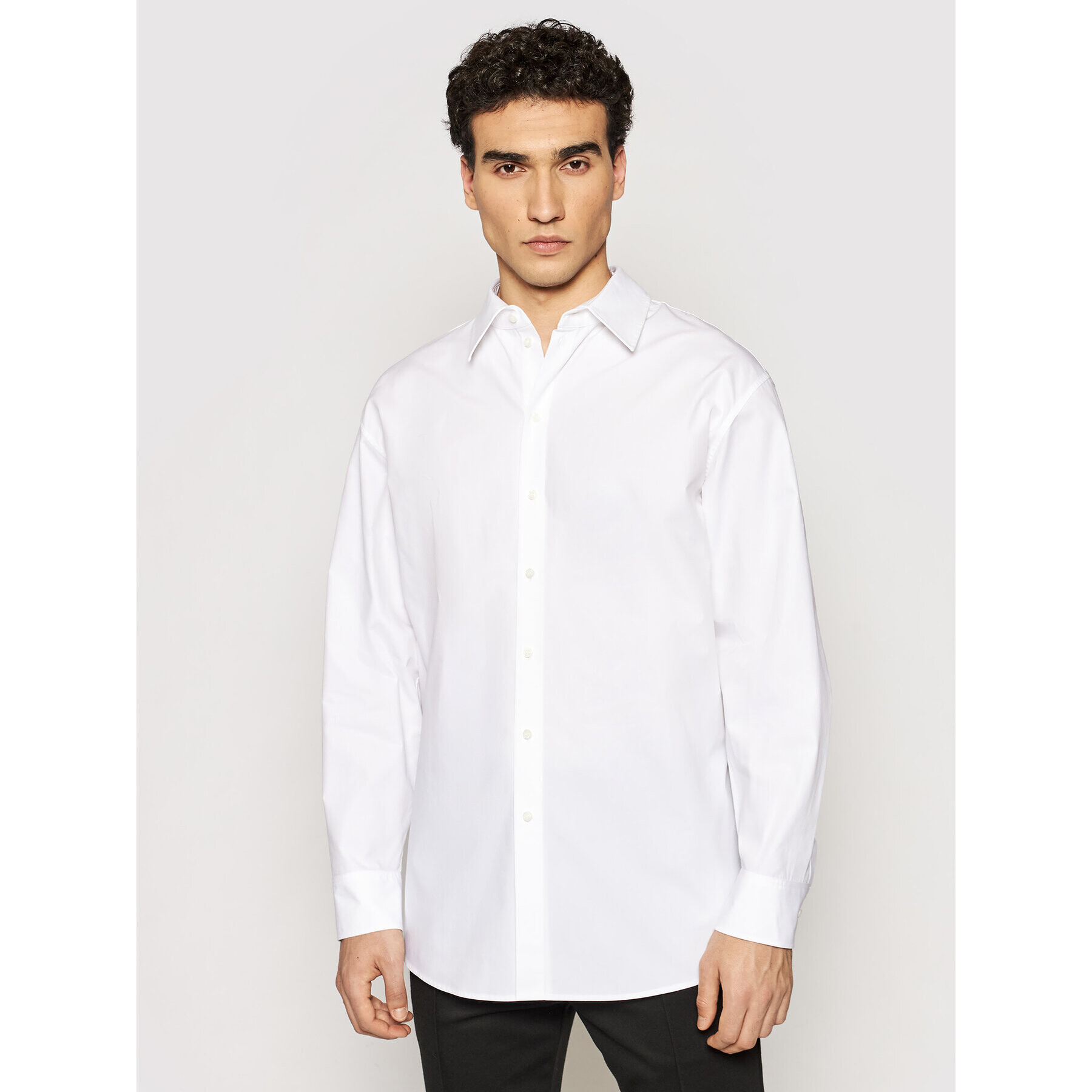 KARL LAGERFELD Košile Unisex Poplin 211U1600 Bílá Regular Fit - Pepit.cz