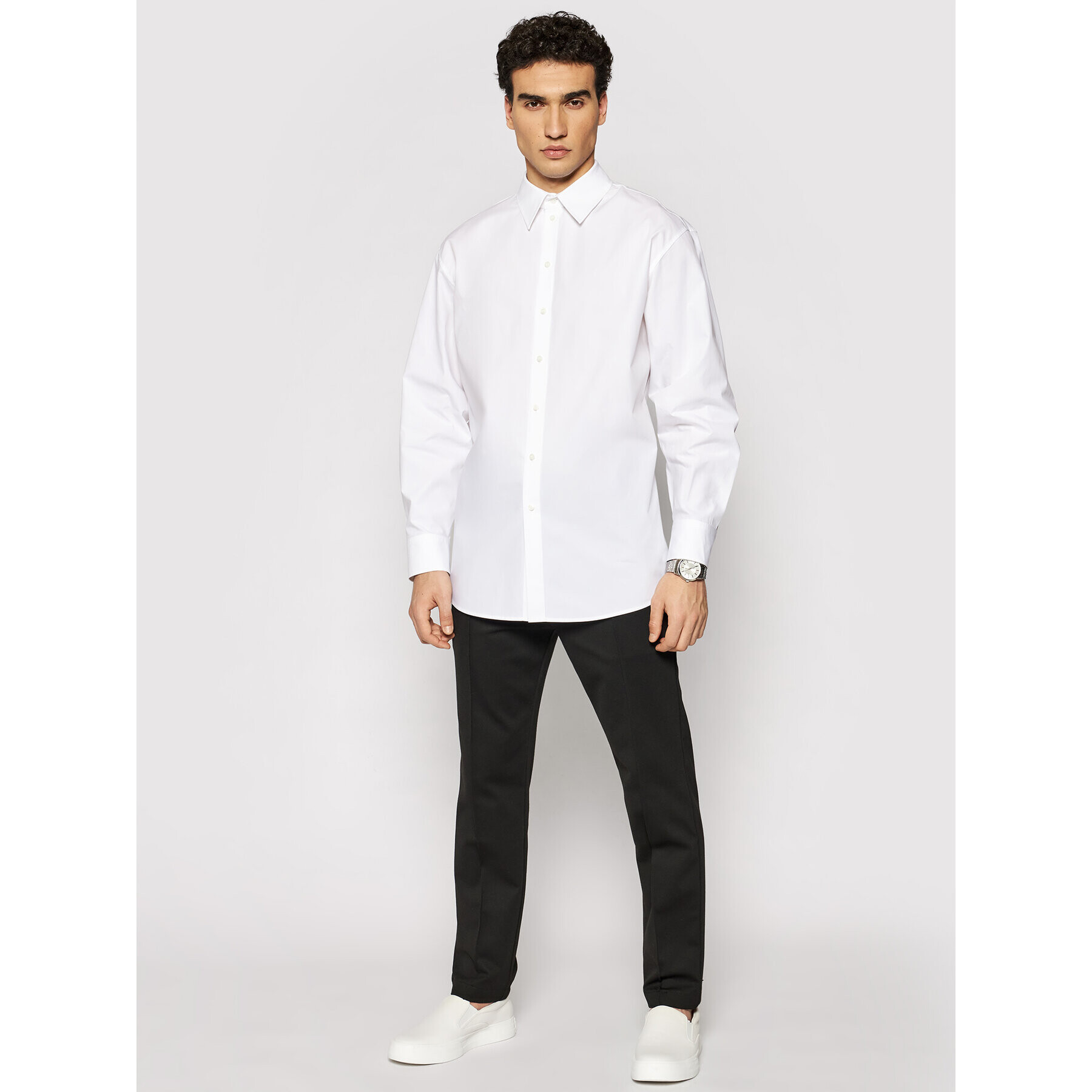 KARL LAGERFELD Košile Unisex Poplin 211U1600 Bílá Regular Fit - Pepit.cz