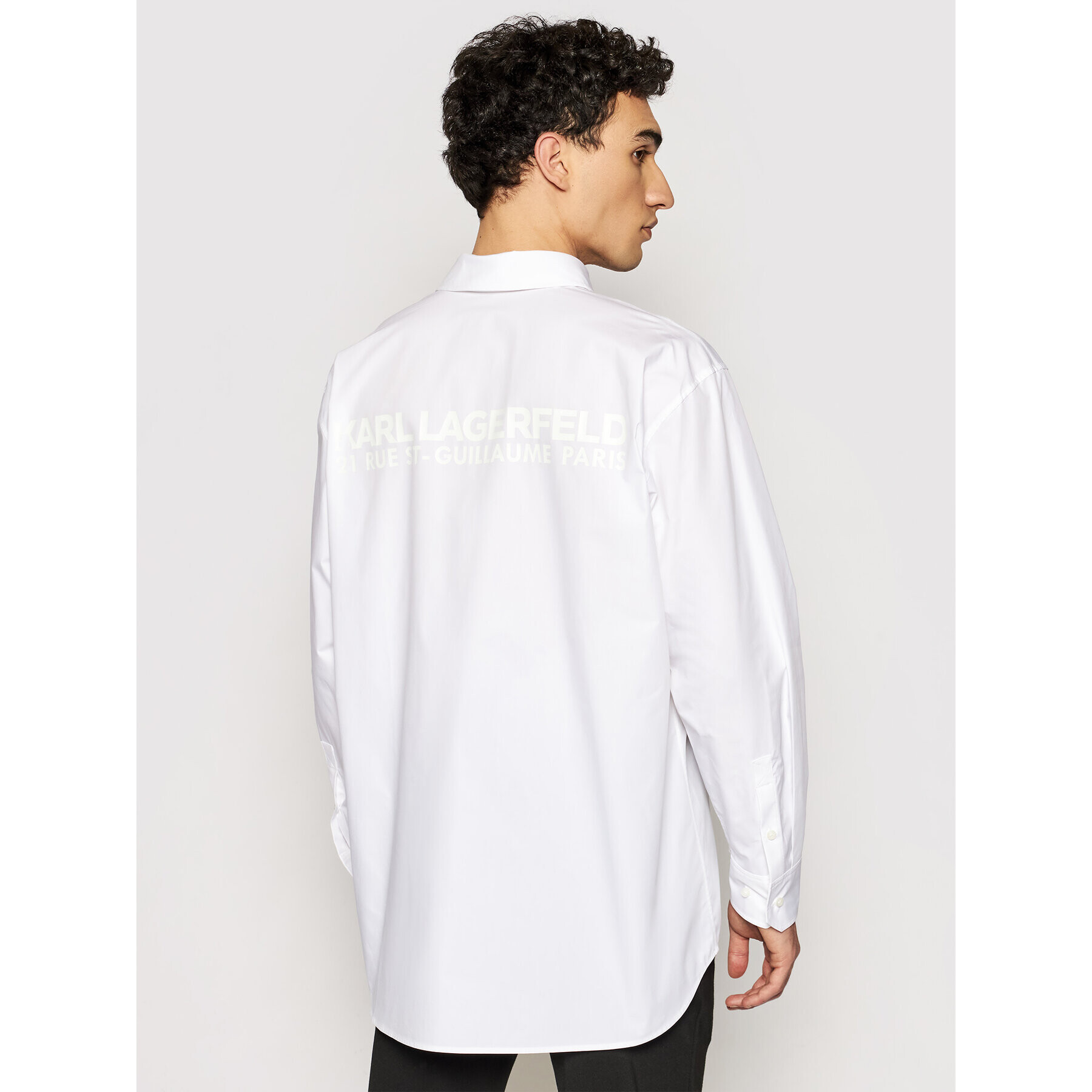 KARL LAGERFELD Košile Unisex Poplin 211U1600 Bílá Regular Fit - Pepit.cz