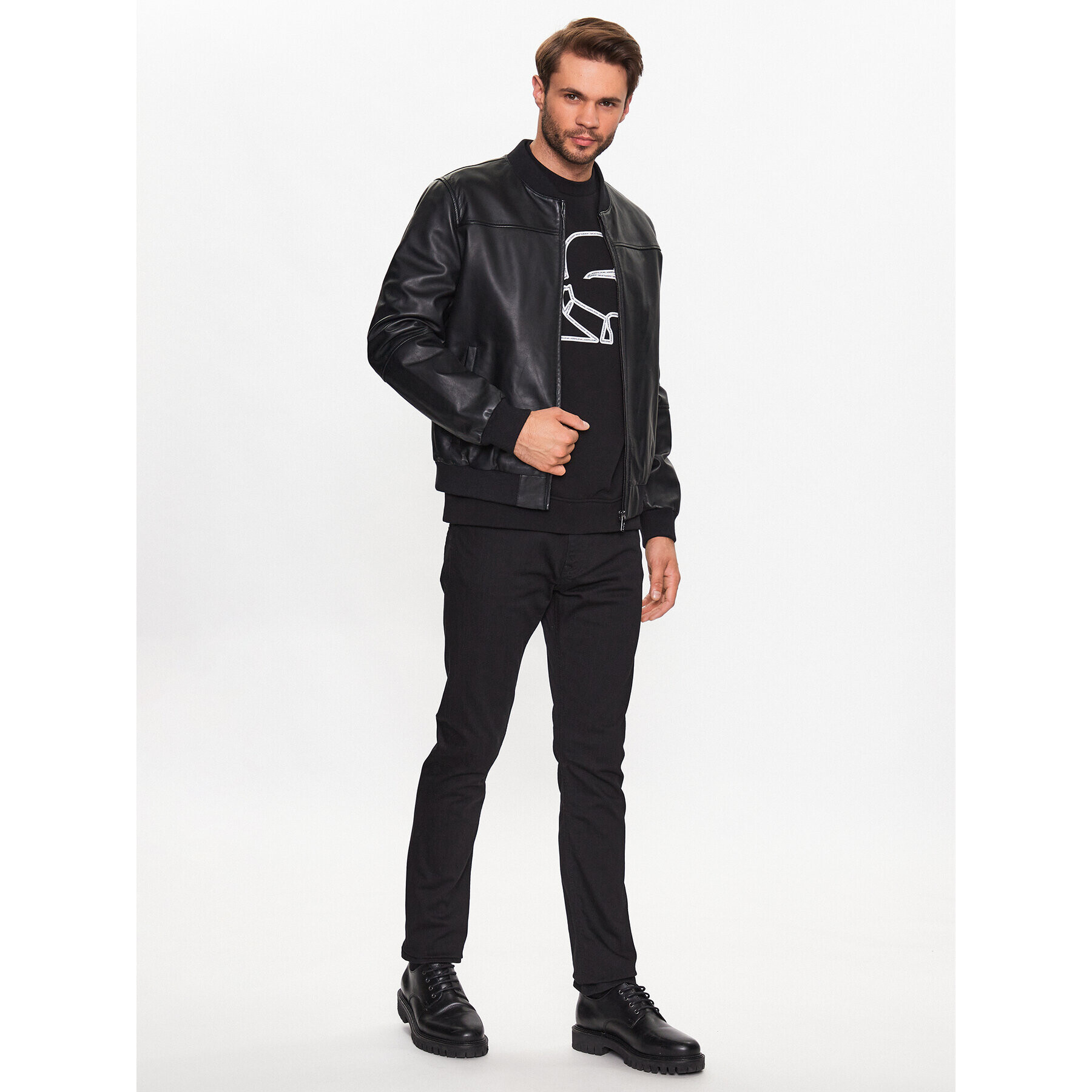 KARL LAGERFELD Kožená bunda 555017 532422 Černá Regular Fit - Pepit.cz