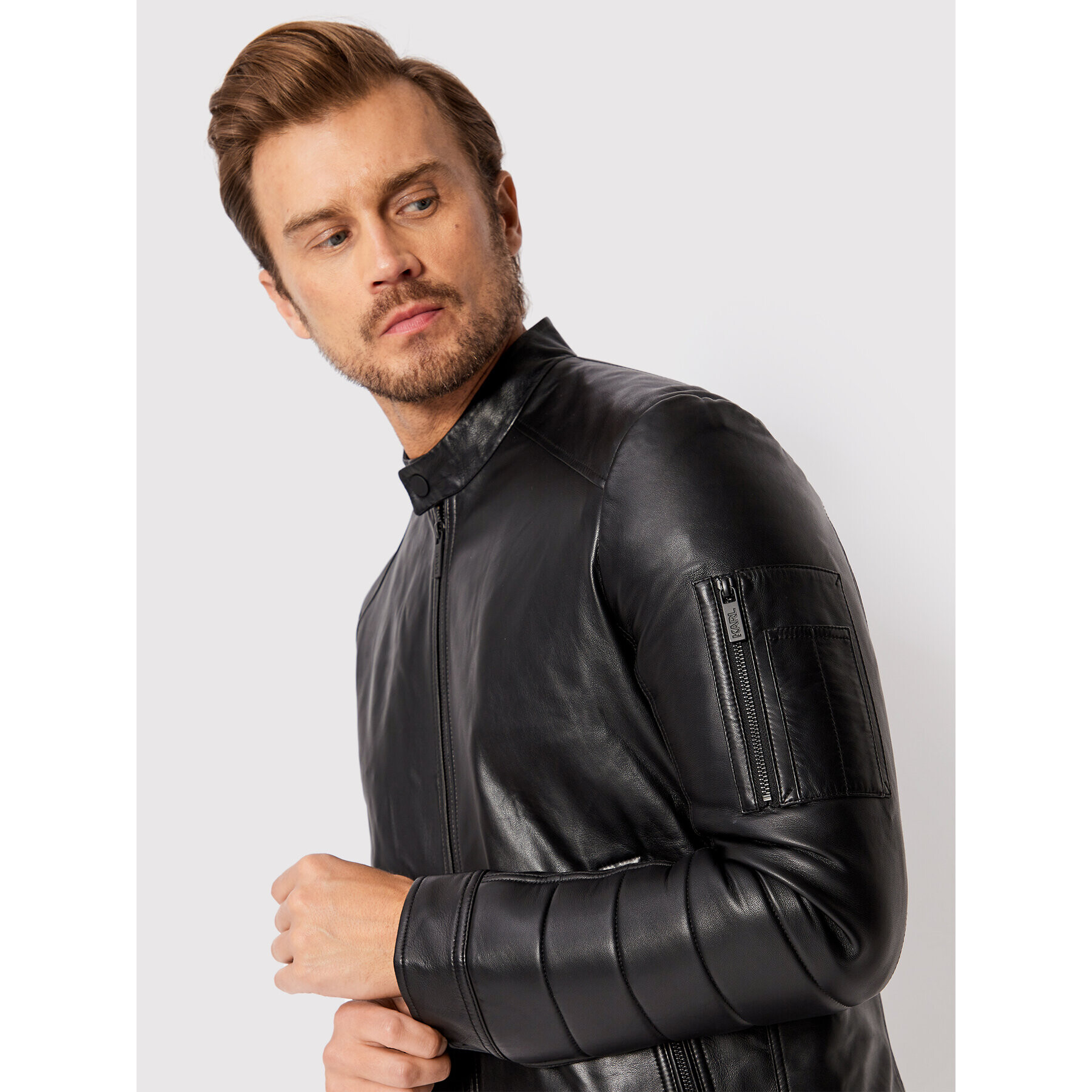 KARL LAGERFELD Kožená bunda 555080 523406 Černá Regular Fit - Pepit.cz