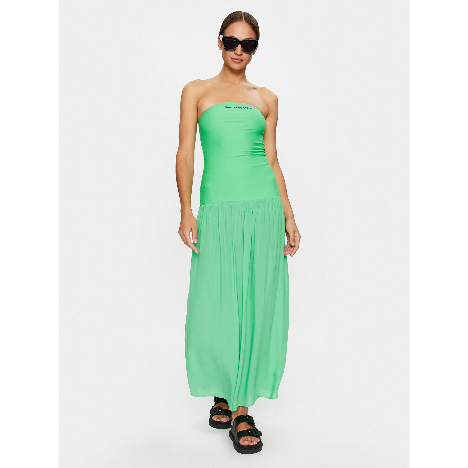 KARL LAGERFELD Letní šaty Straples Beach Dress 231W2206 Zelená Regular Fit - Pepit.cz