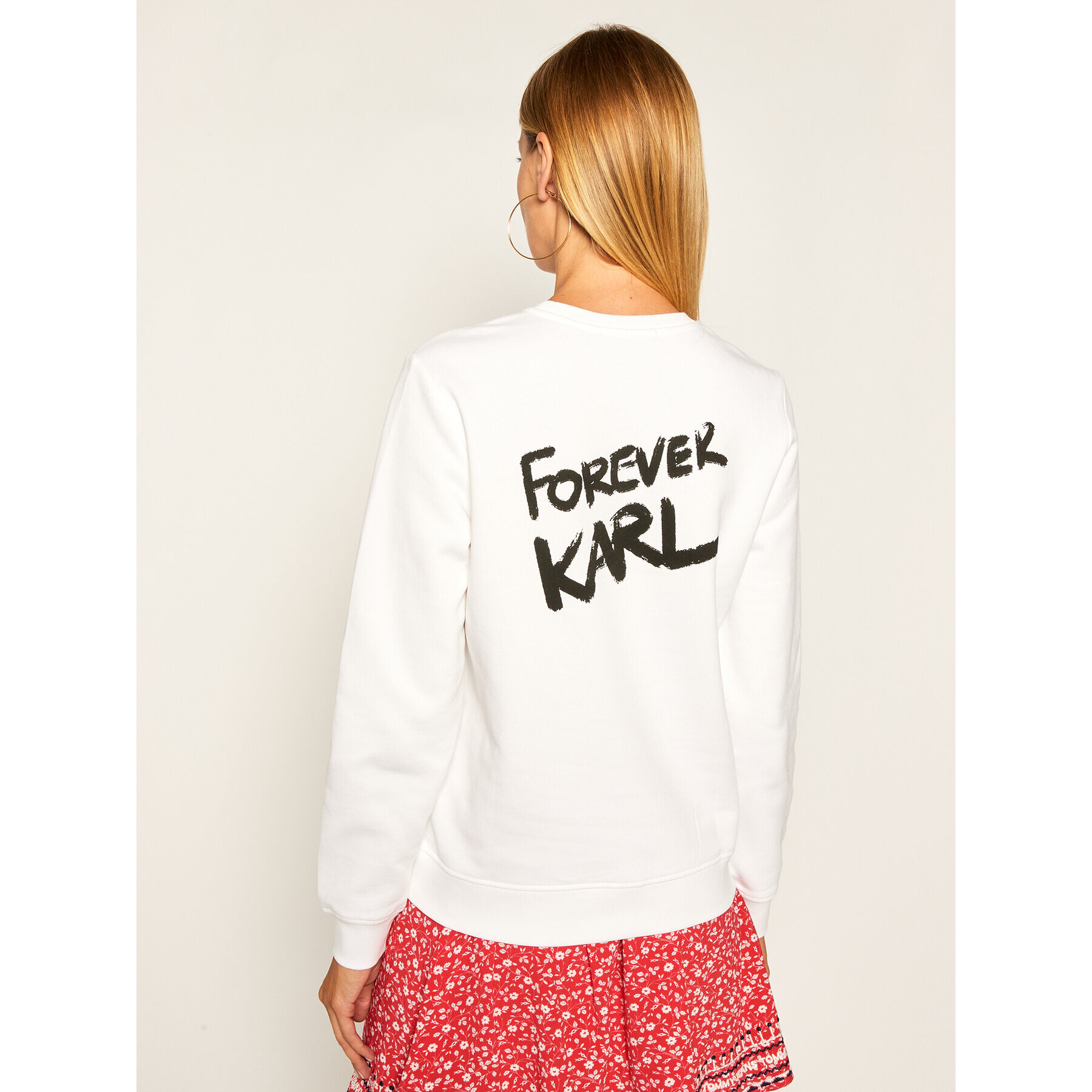 KARL LAGERFELD Mikina Forever 205W1810 Bílá Regular Fit - Pepit.cz