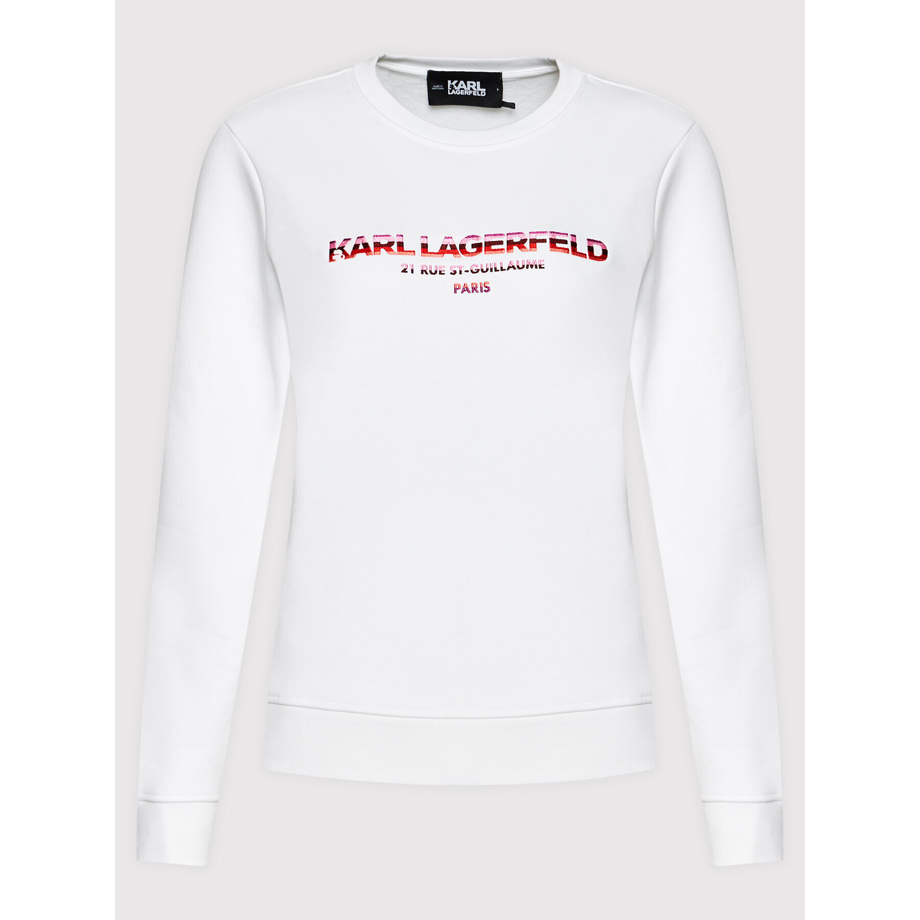 KARL LAGERFELD Mikina Graphic Logo 215W1801 Bílá Regular Fit - Pepit.cz