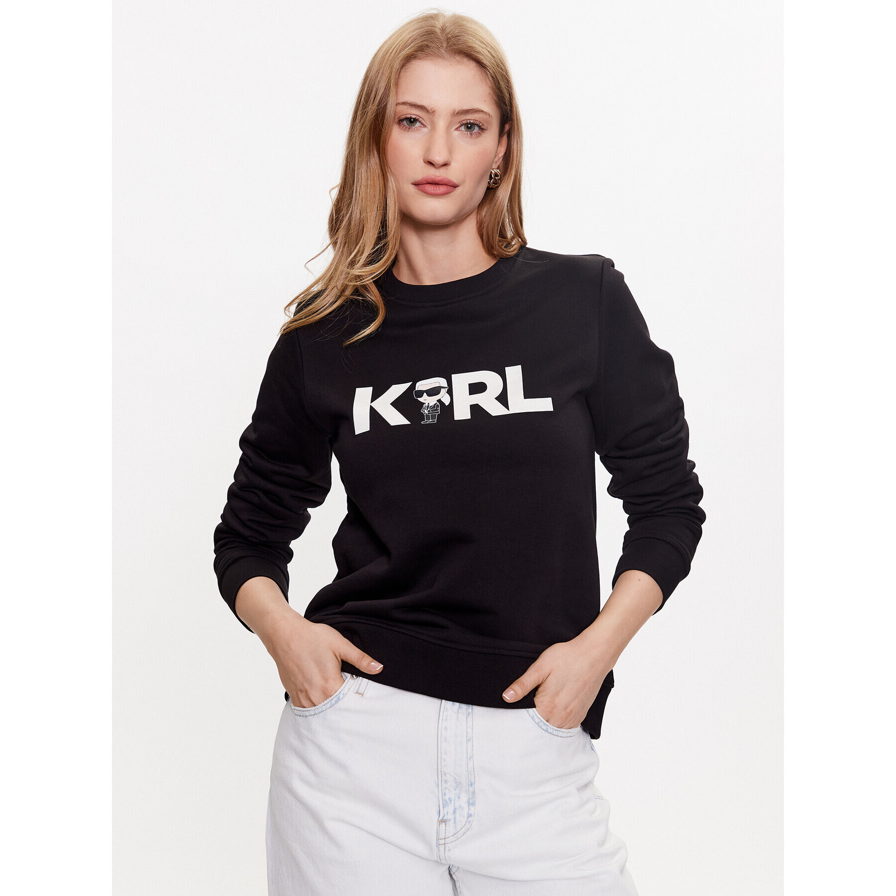 KARL LAGERFELD Mikina Ikonik 2.0 Karl Logo 230W1804 Černá Regular Fit - Pepit.cz