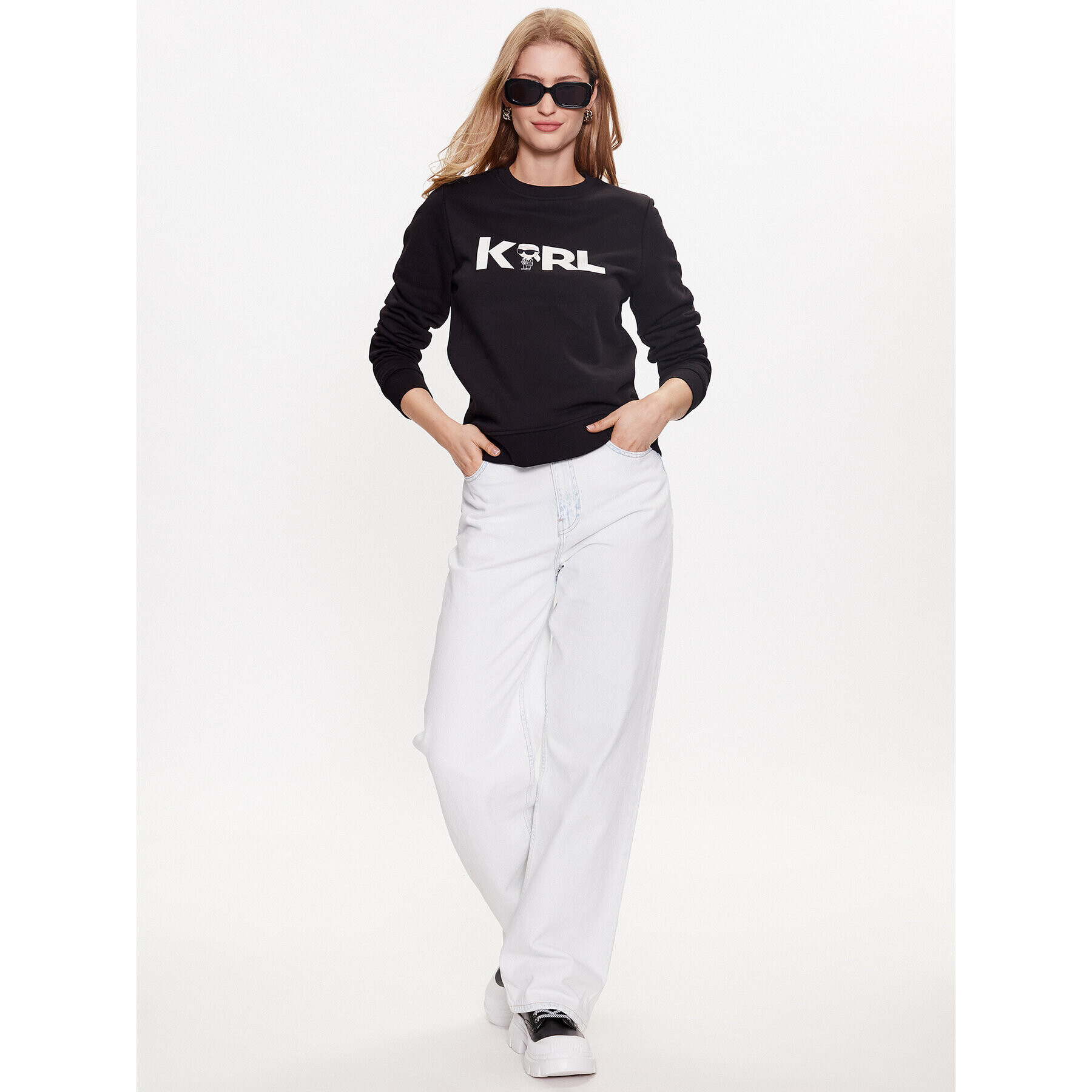 KARL LAGERFELD Mikina Ikonik 2.0 Karl Logo 230W1804 Černá Regular Fit - Pepit.cz