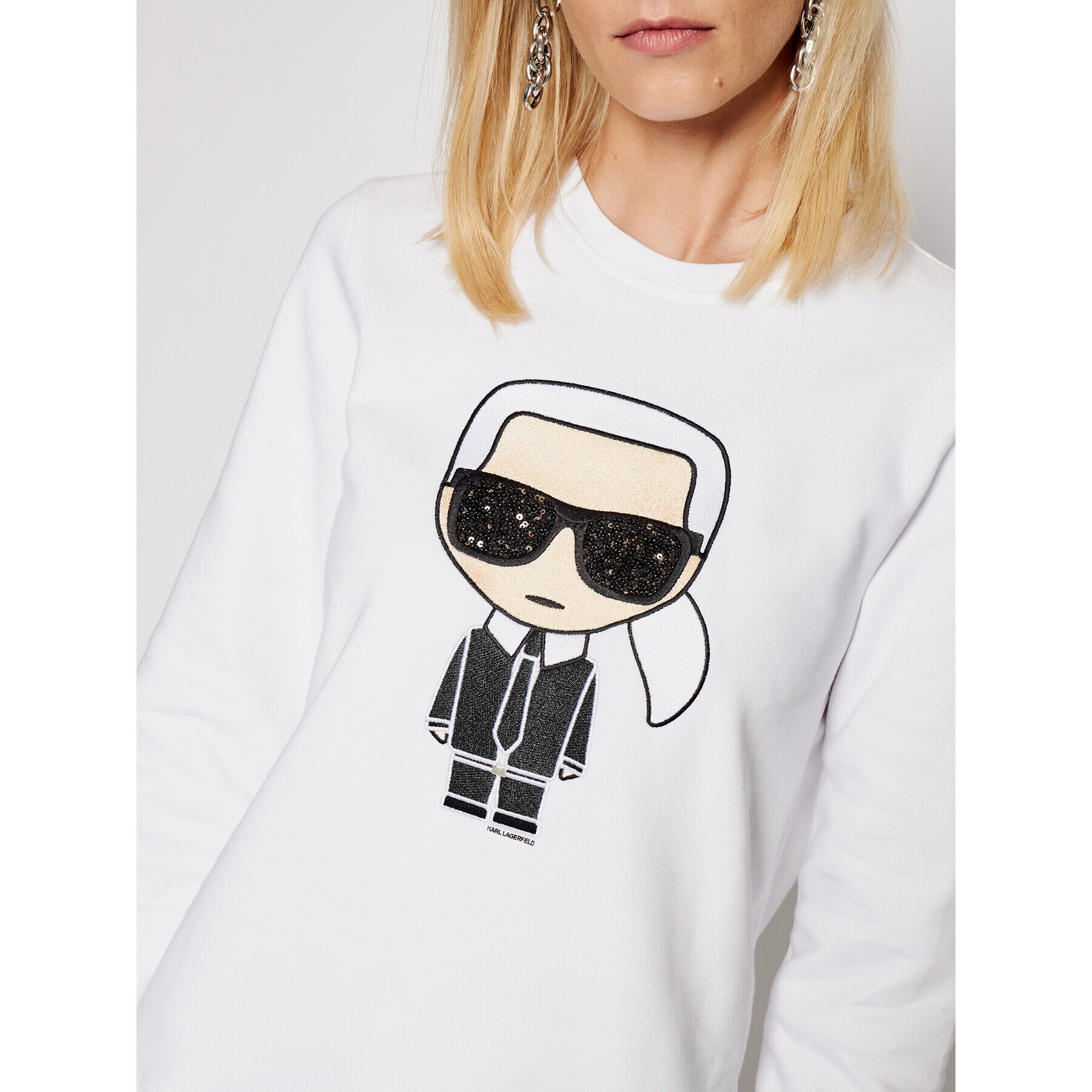 KARL LAGERFELD Mikina Ikonik 210W1820 Bílá Regular Fit - Pepit.cz