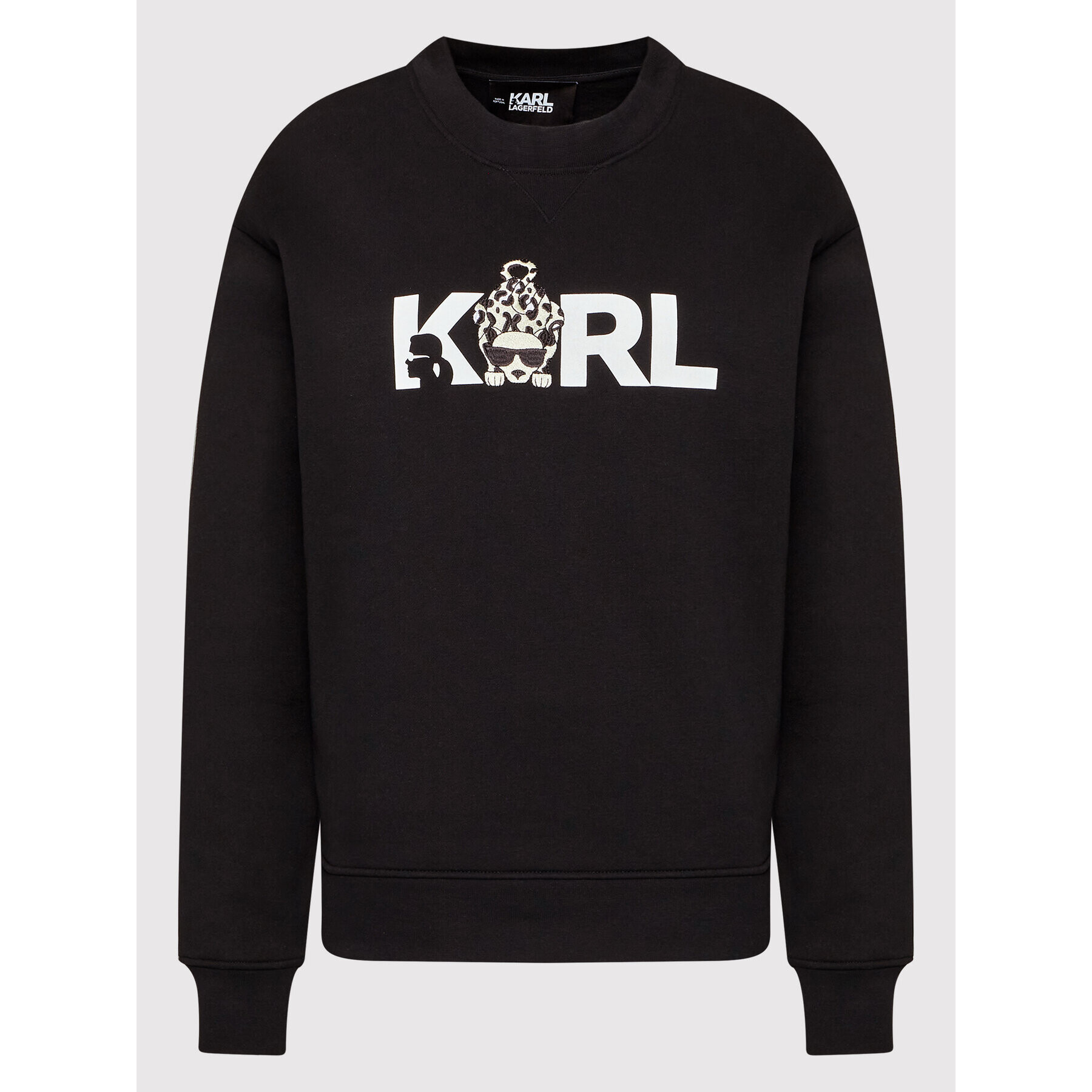 KARL LAGERFELD Mikina Ikonik Animal 220W1882 Černá Relaxed Fit - Pepit.cz