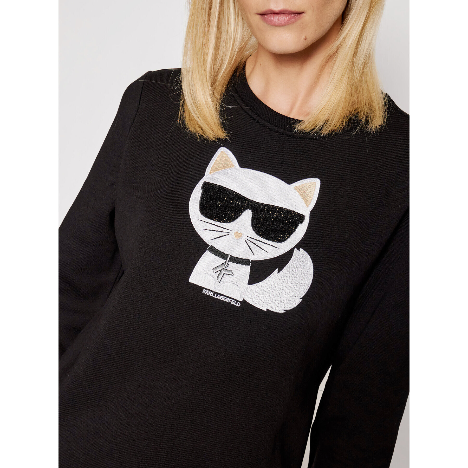 KARL LAGERFELD Mikina Ikonik Choupette 210W1823 Černá Regular Fit - Pepit.cz