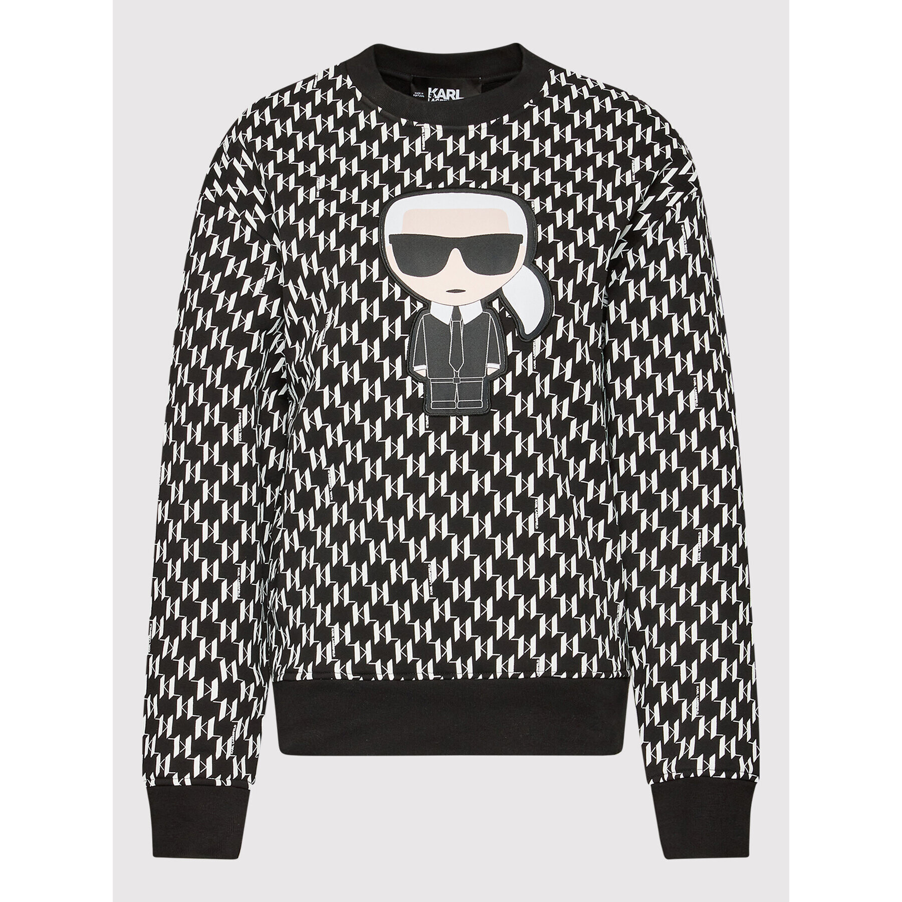 KARL LAGERFELD Mikina Ikonik Monogram 220W1884 Černá Relaxed Fit - Pepit.cz