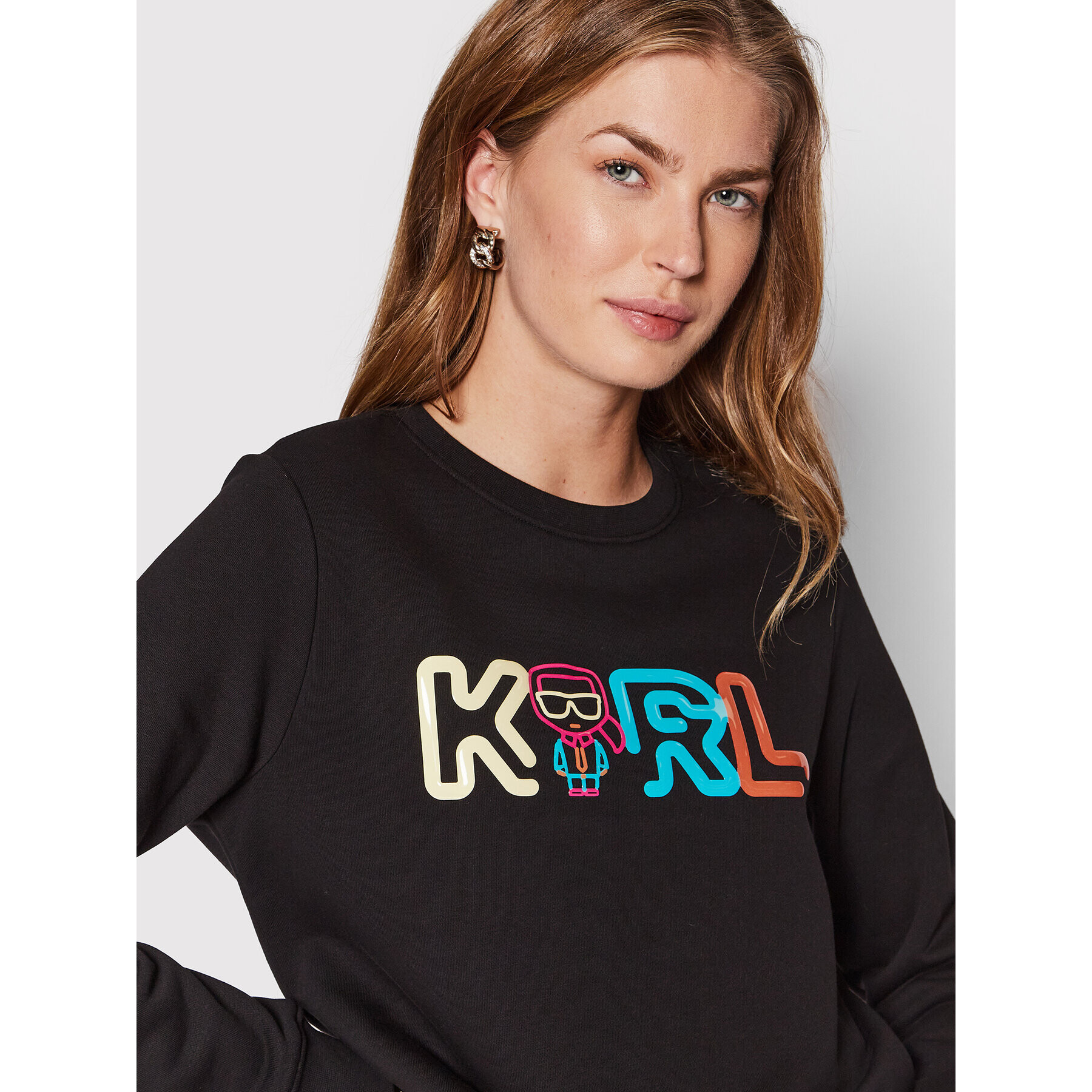 KARL LAGERFELD Mikina Jelly Mini Logo 221W1800 Černá Regular Fit - Pepit.cz