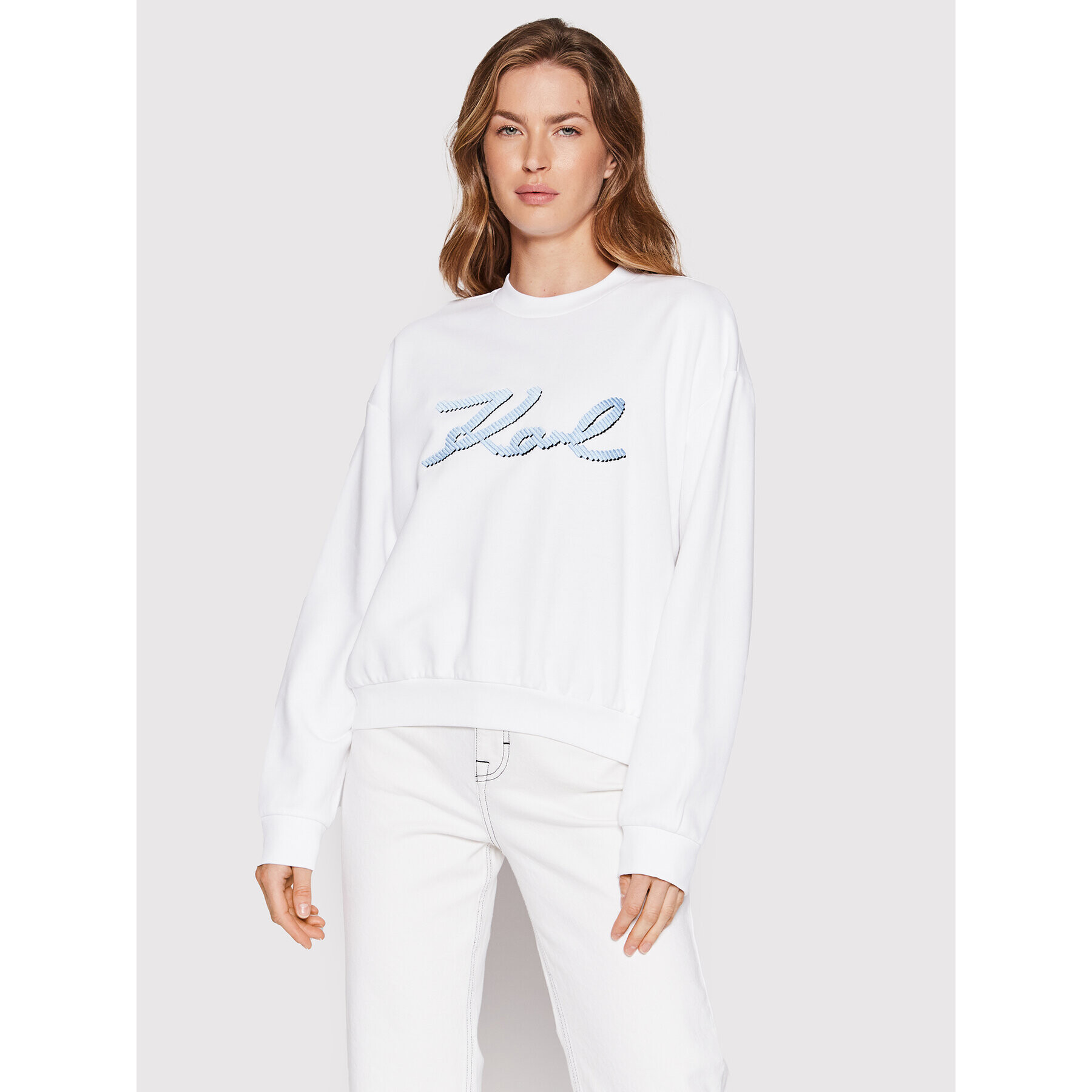 KARL LAGERFELD Mikina Logo 221W1810 Bílá Relaxed Fit - Pepit.cz