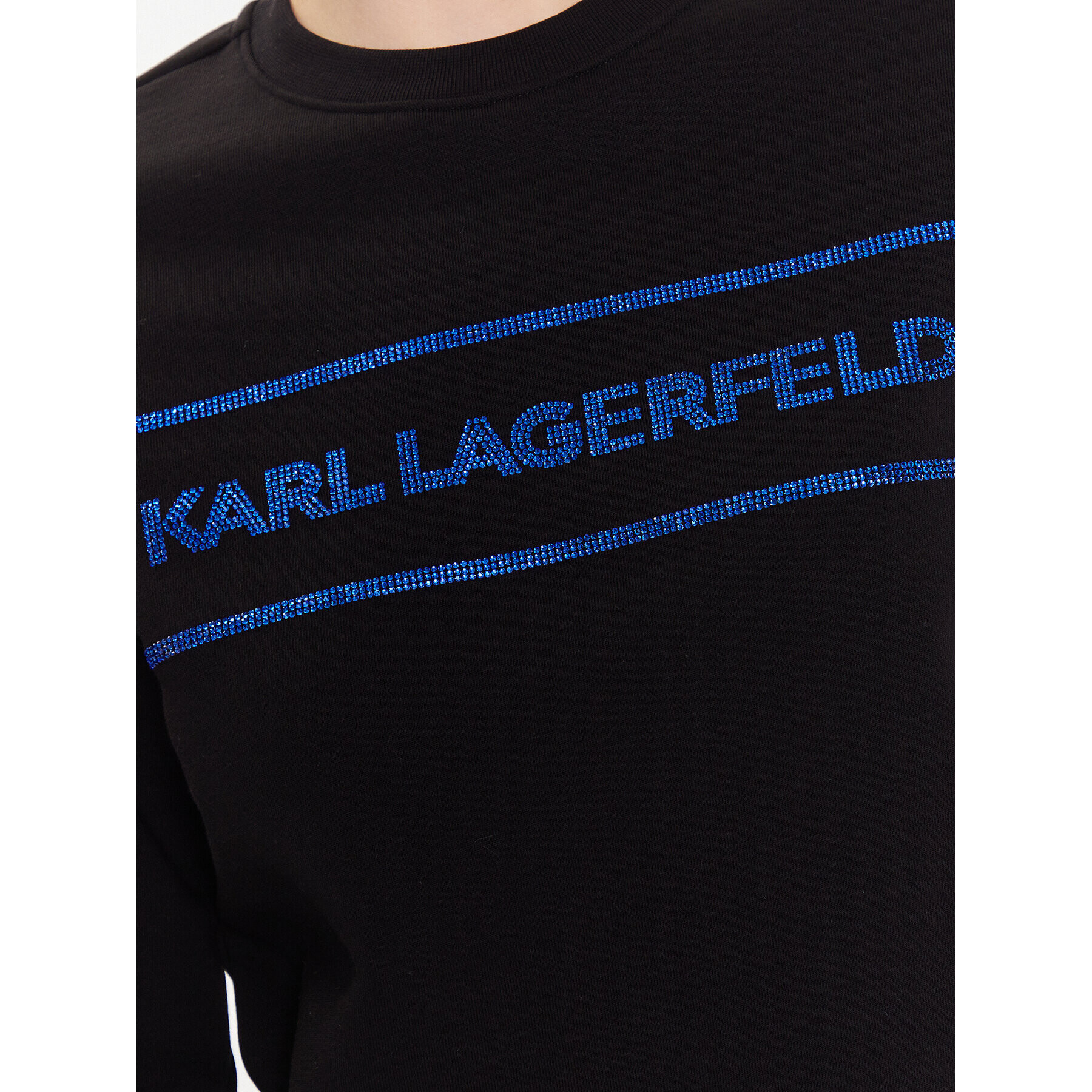 KARL LAGERFELD Mikina Rhinestone Logo 226W1805 Černá Regular Fit - Pepit.cz