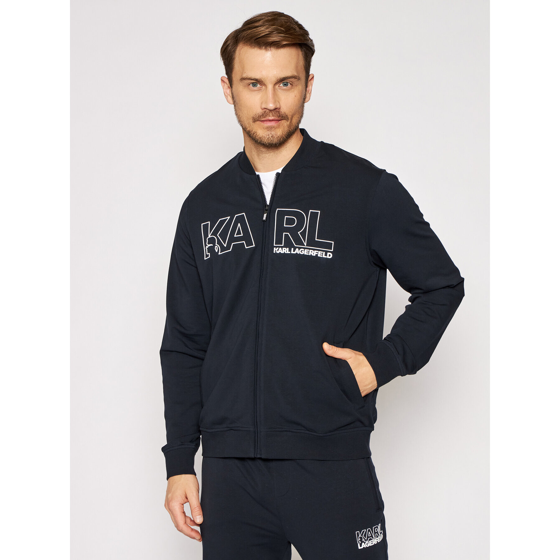 KARL LAGERFELD Mikina Sweat Zip 705034 511902 Tmavomodrá Regular Fit - Pepit.cz