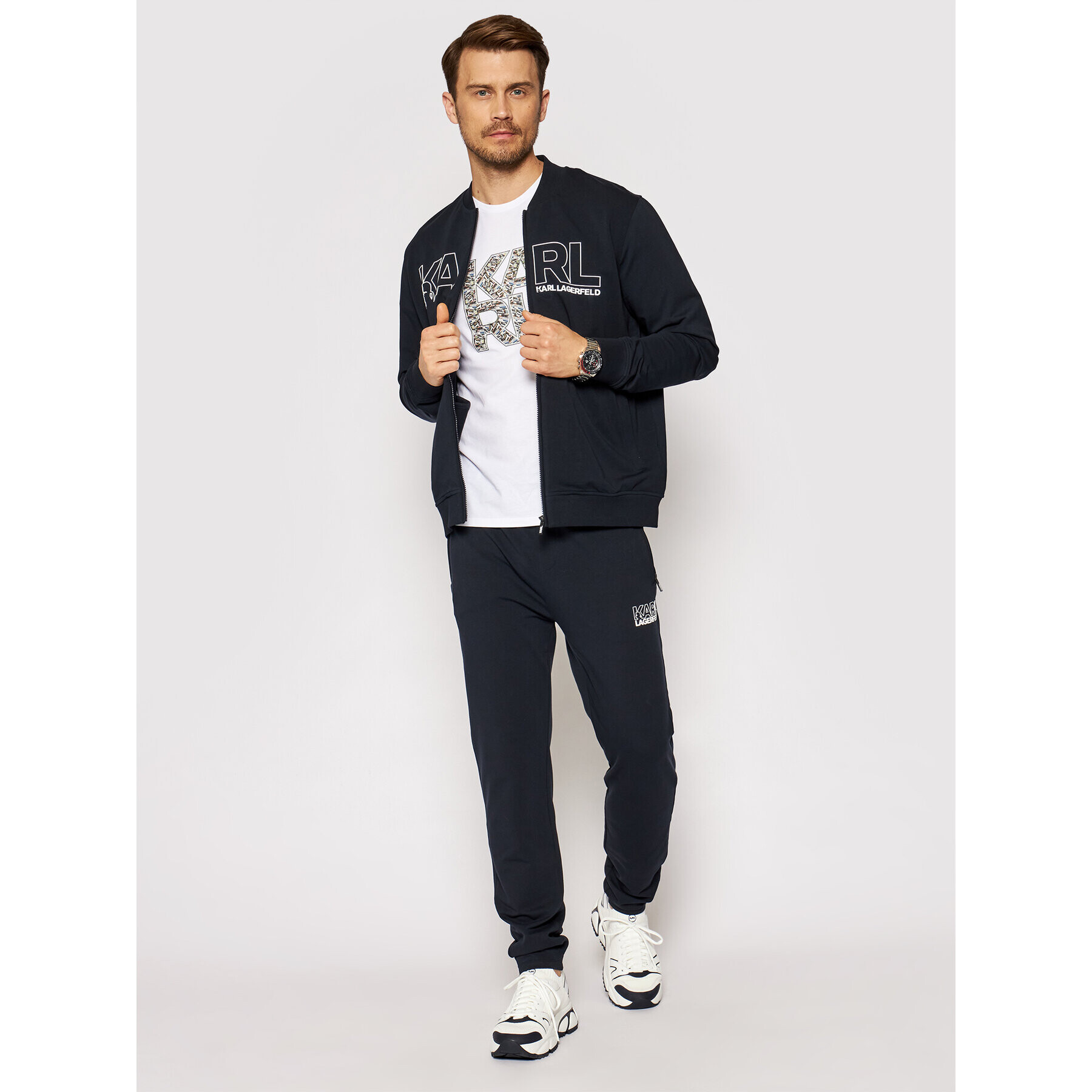 KARL LAGERFELD Mikina Sweat Zip 705034 511902 Tmavomodrá Regular Fit - Pepit.cz